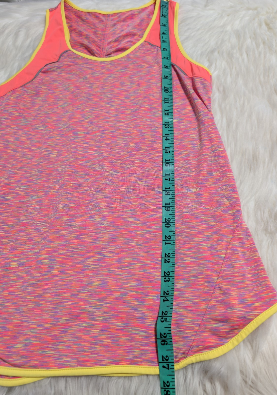 Tangerine Top Women Large Rainbow Peach Yellow Racerback Active Tank Workout