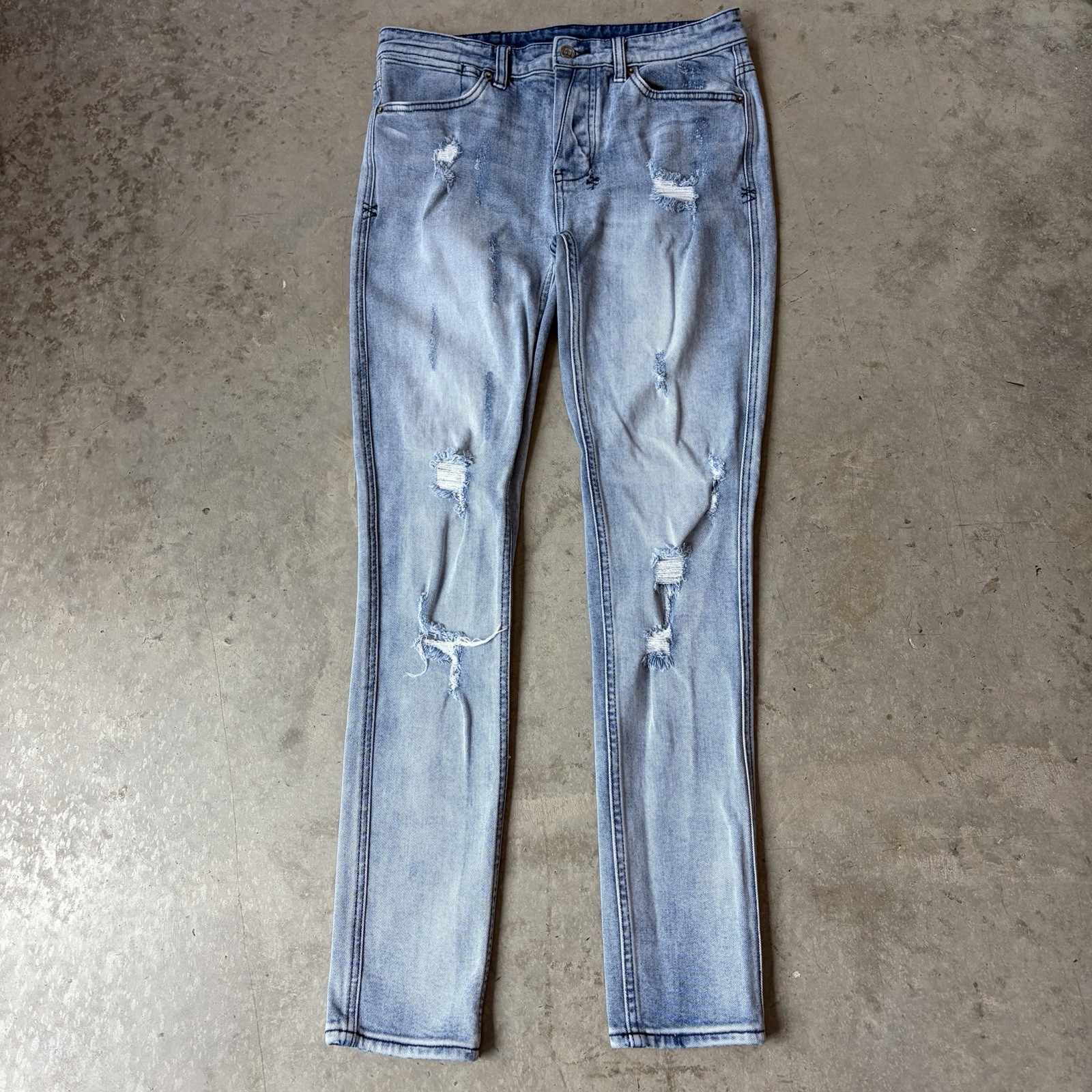Ksubi Van Winkle Trashed Dreams Jeans Denim Distressed Skinny Light Wash 31×32