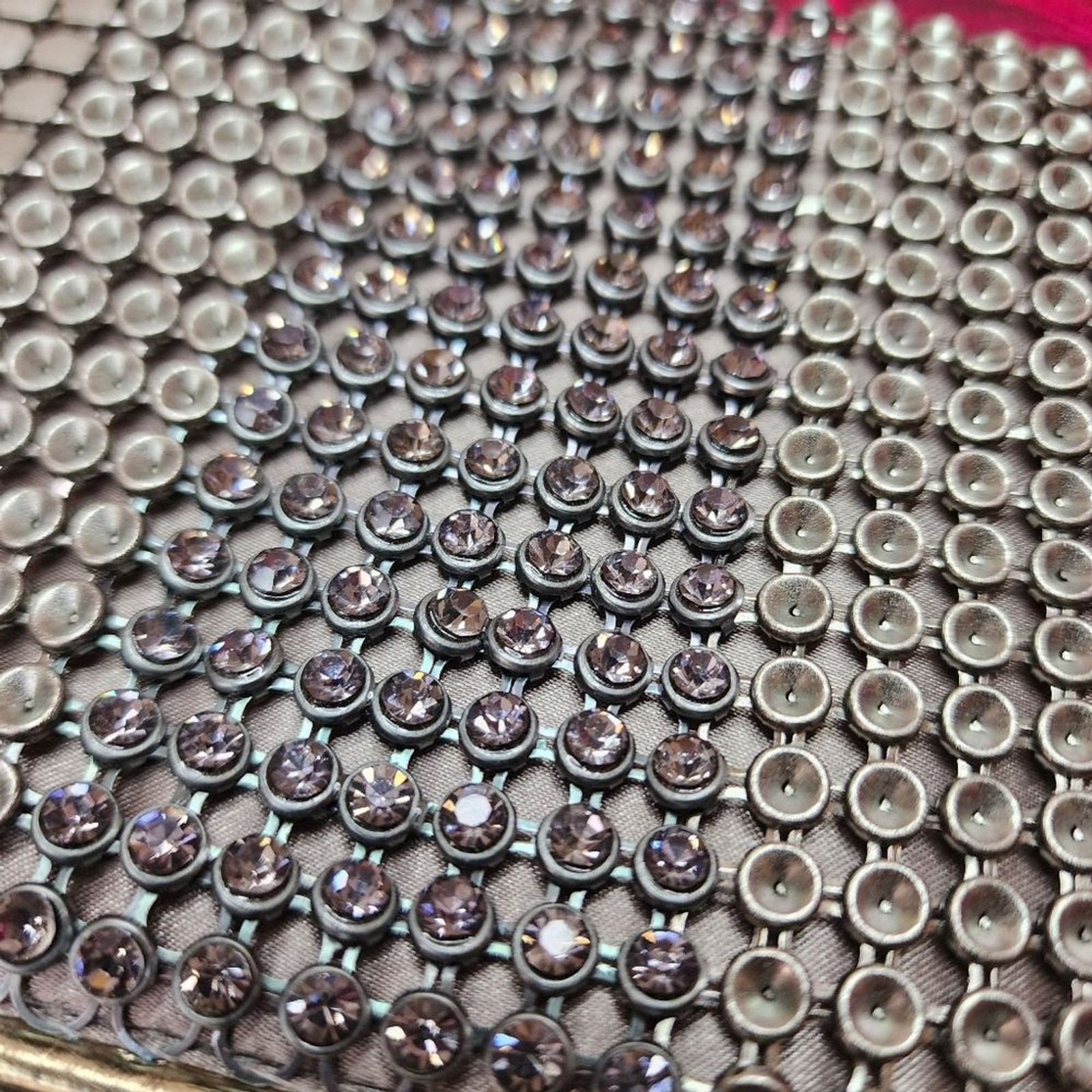 Pewter Metal Bling Chain Mail Clutch With Chain Strap.