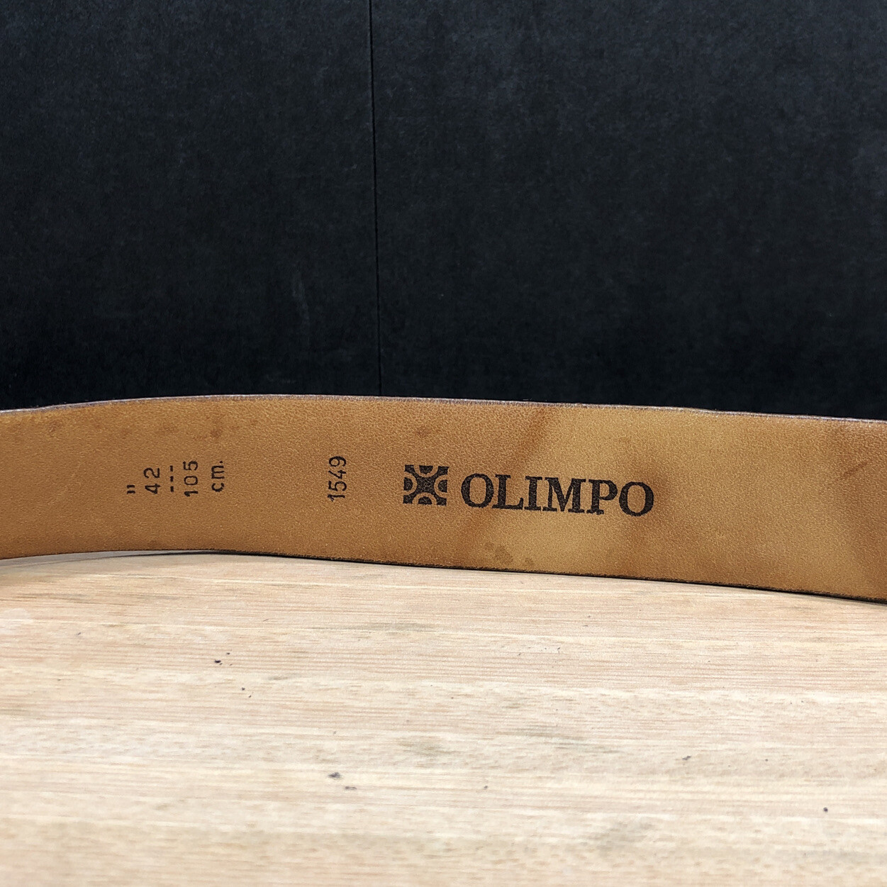 Vintage Olimpo Stitched Brown Leather Belt 105 cm 42″ #1549 Made In Spain