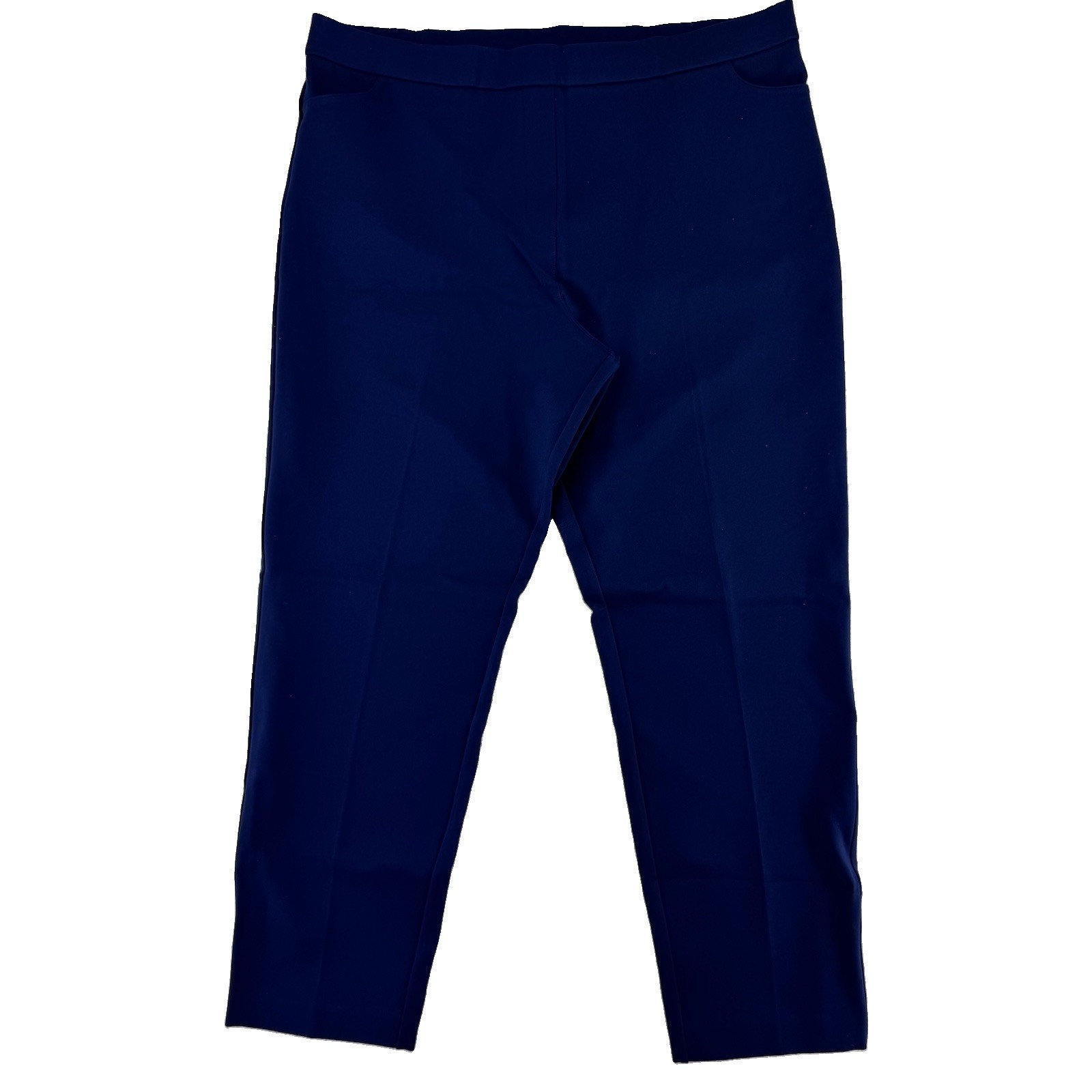 GRAVER Susan Graver Status Stretch Slim Leg Ankle Pants Size 1X Navy Blue