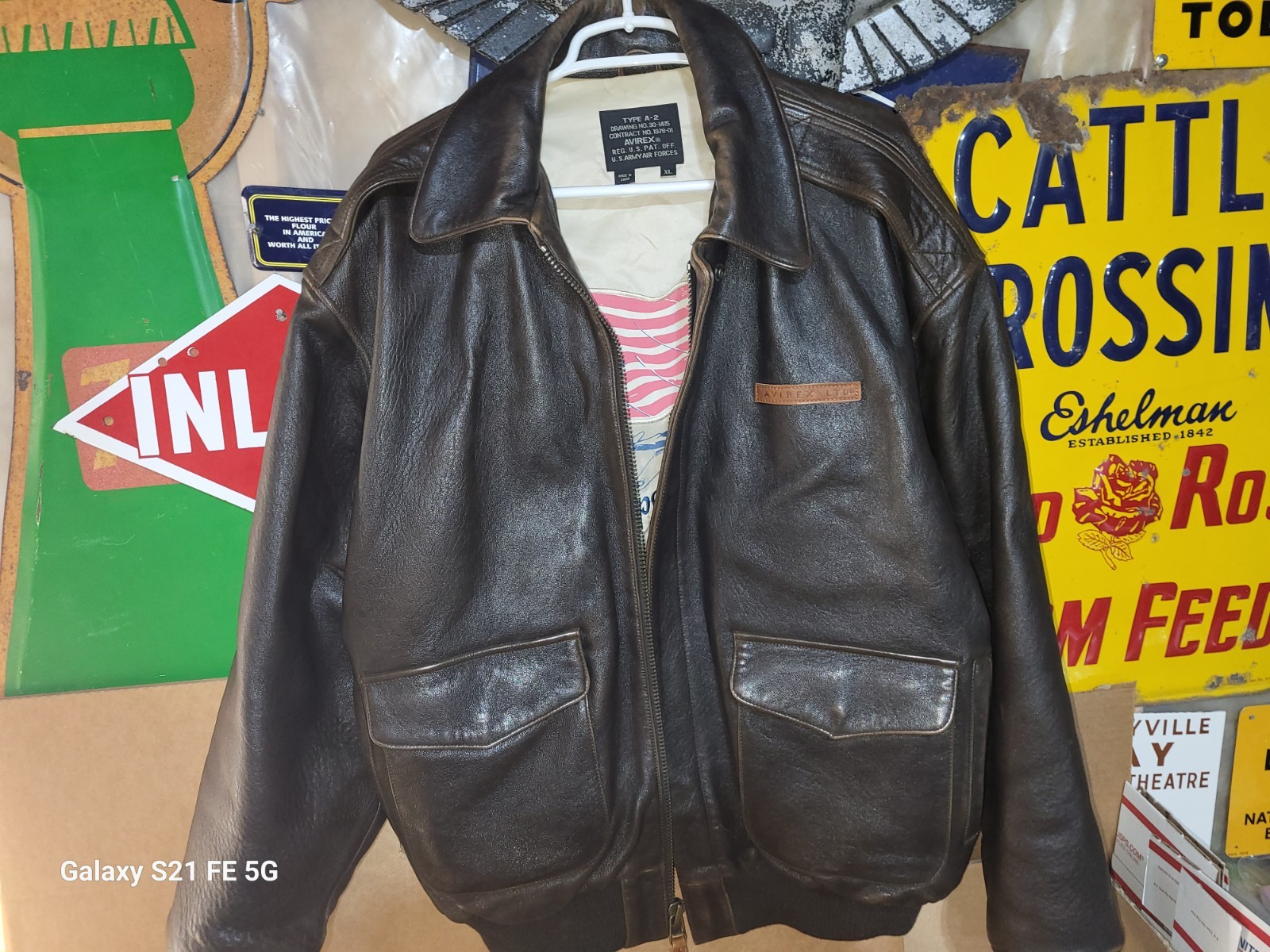 1990s Issue Avirex Type A2 Brown Leather XL Flight Jacket
