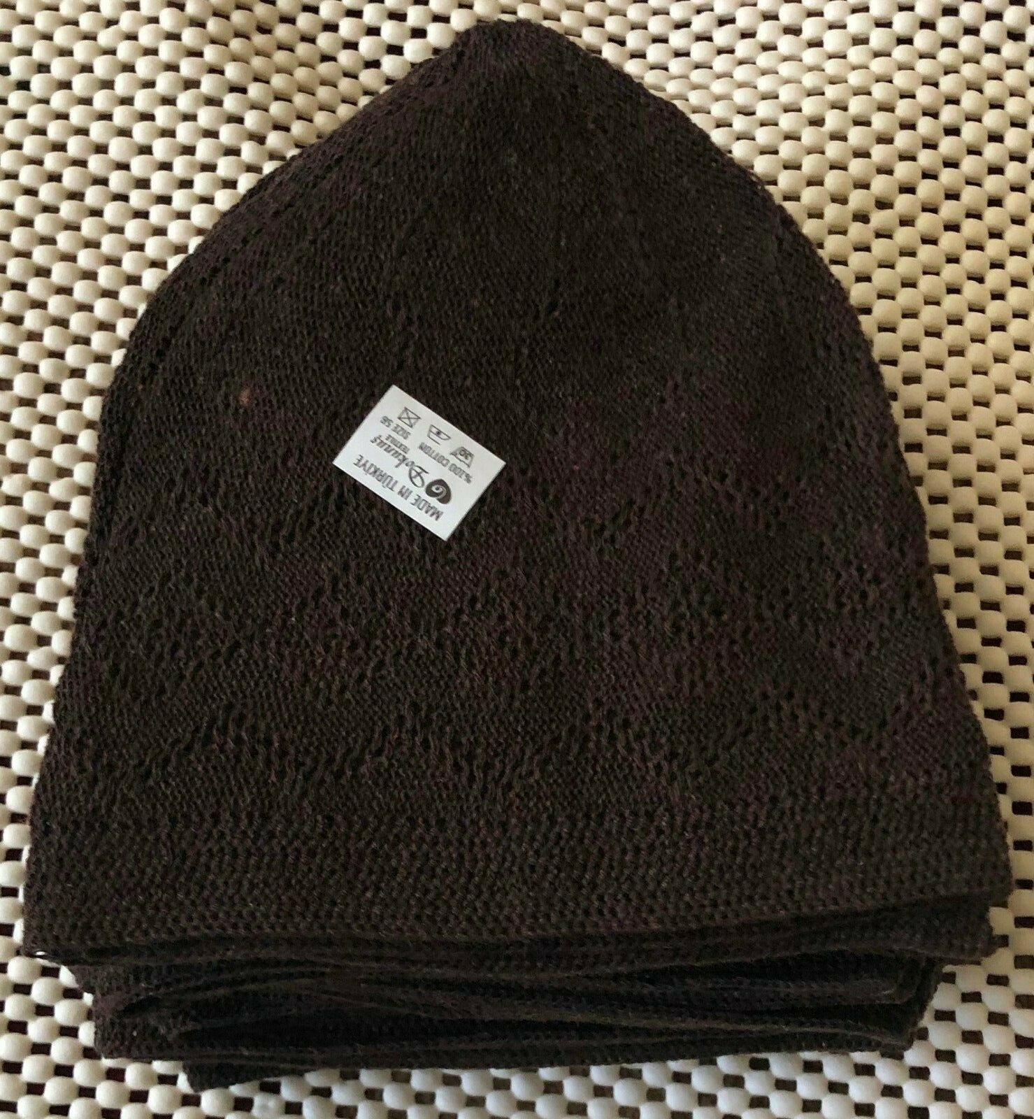 10 Piece wholesale Lot Islamic Men Kufi Prayer Cap Dark Brown Made in Turkey