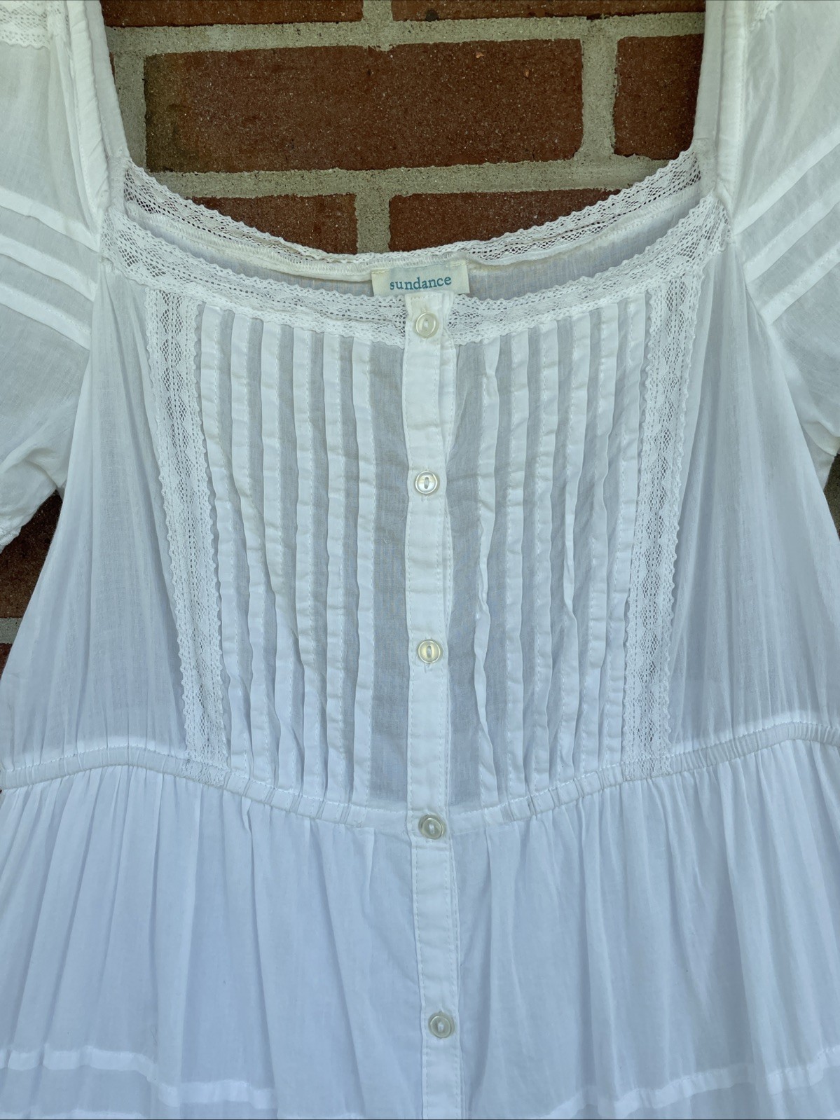 Sundance Mirabelle Maxi Tiered Ruffle Dress Sz M White Milkmaid Cottage Coastal