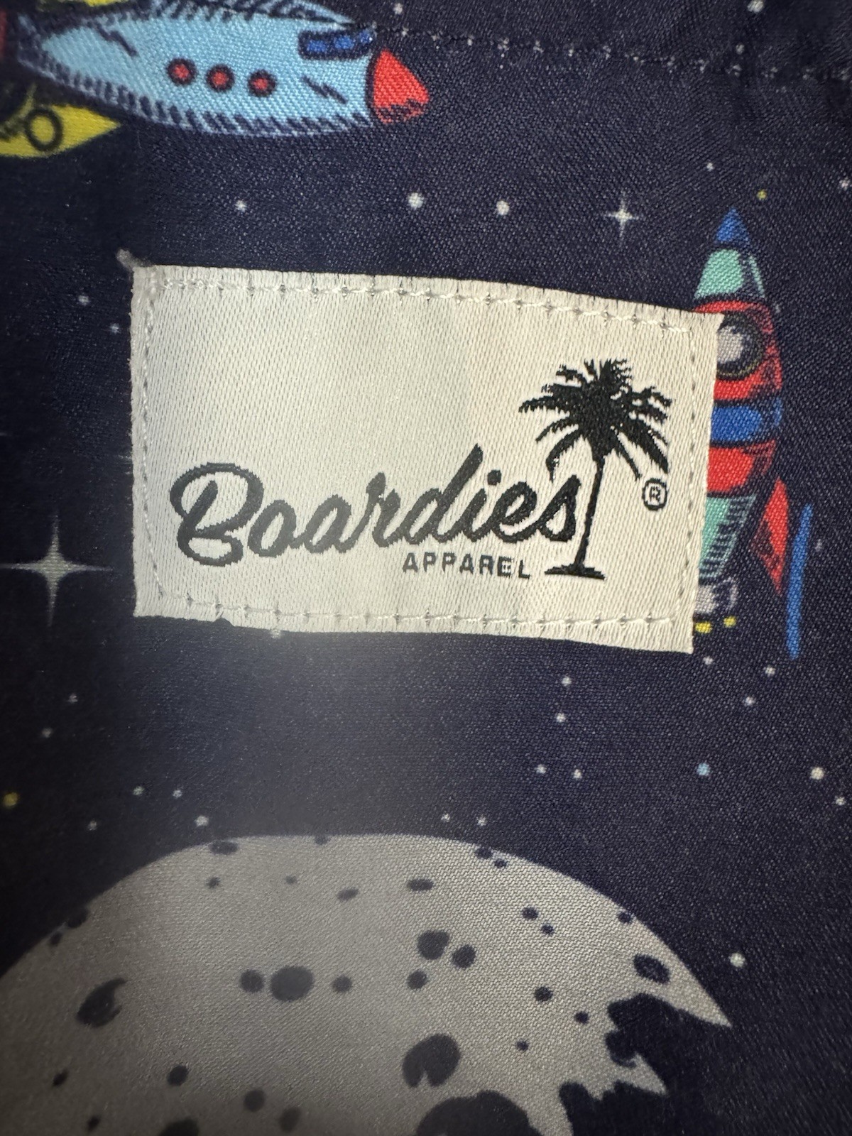 Boardies Apparel Rocket Navy Swim Trunks Size Medium stars Space