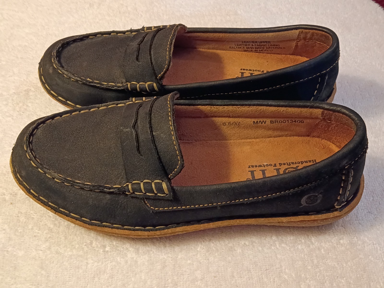 Born Nerina Womens Size 6.5/37 Leather Slip On Penny Loafer Shoes Black