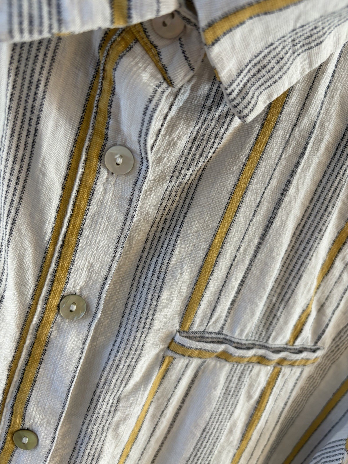 Polagram Striped Split Neck High-Low Top