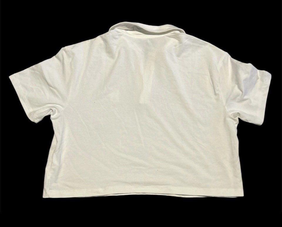 NWT Fabletics Cropped Boxy Tennis Polo Shirt White Size Small