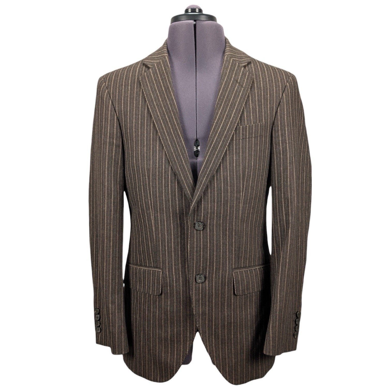 Hackett Mayfair Vintage Stripe Jacket 38R Brown Wool Fox Brothers Tailored