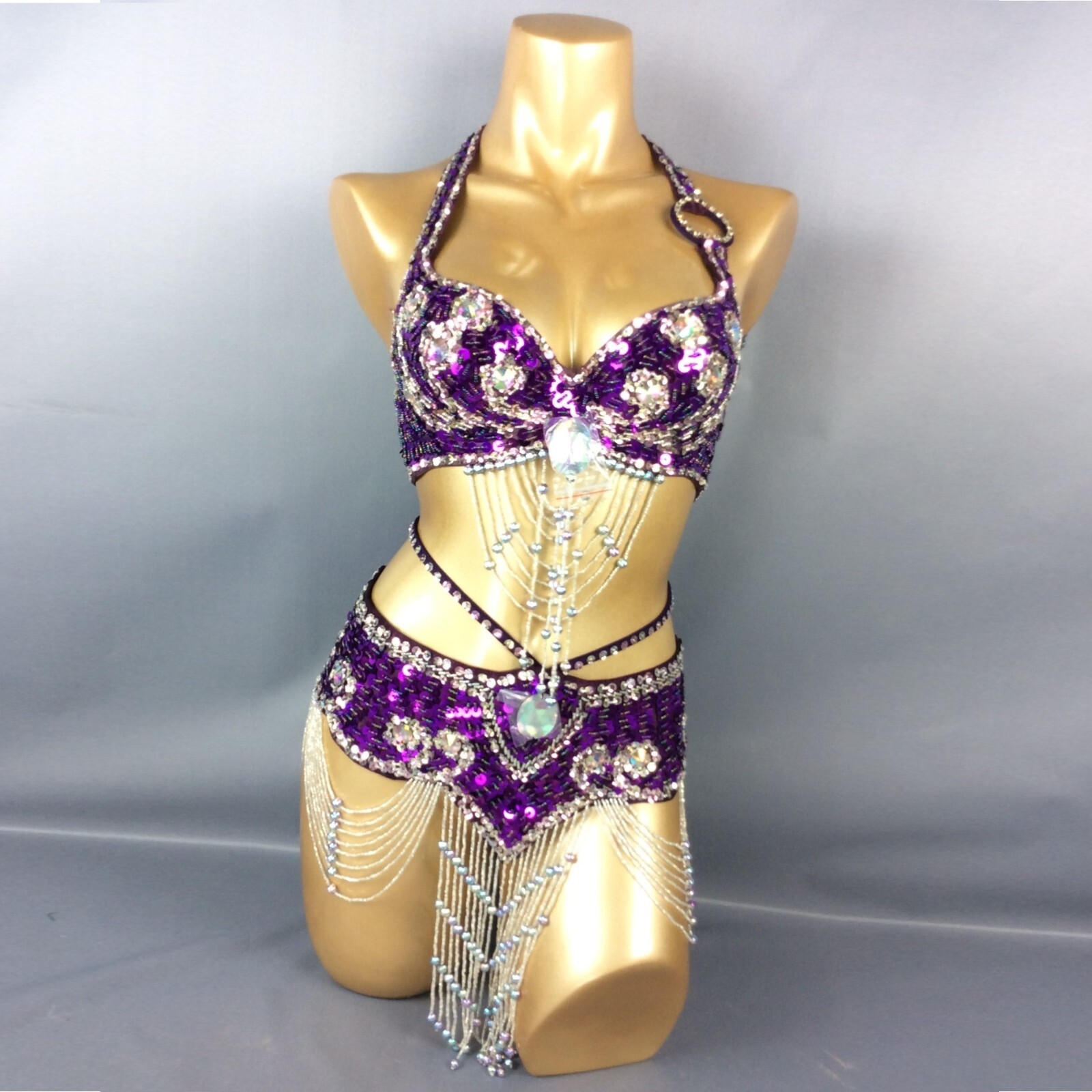 Beaded Carnival Samba RAVE EDC Party Belly Dance Costume Bra Belt 13 Colors