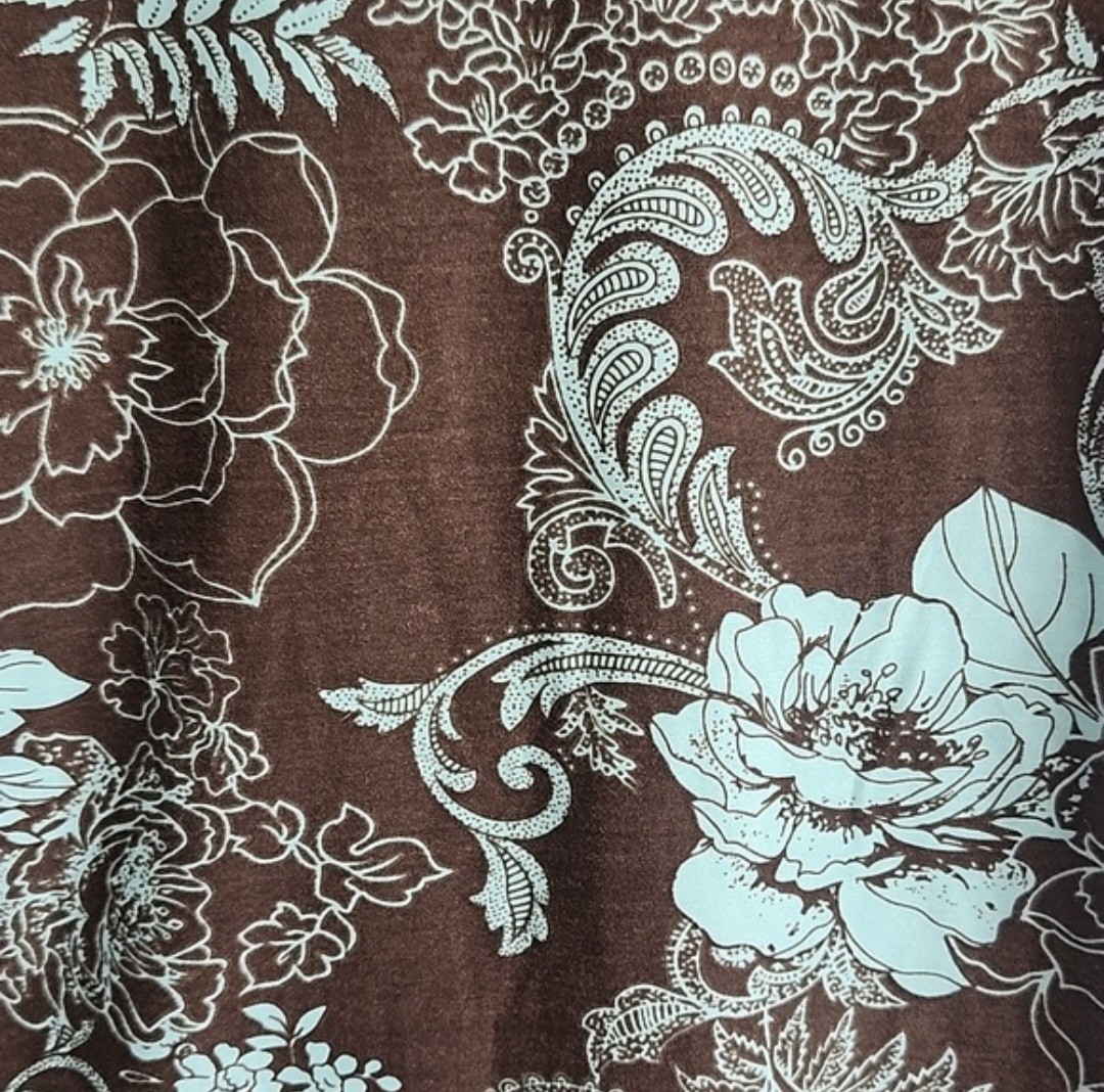 Vtg Rampage Top Juniors M Deep V Neck Brown Print With Sequins At Neck M