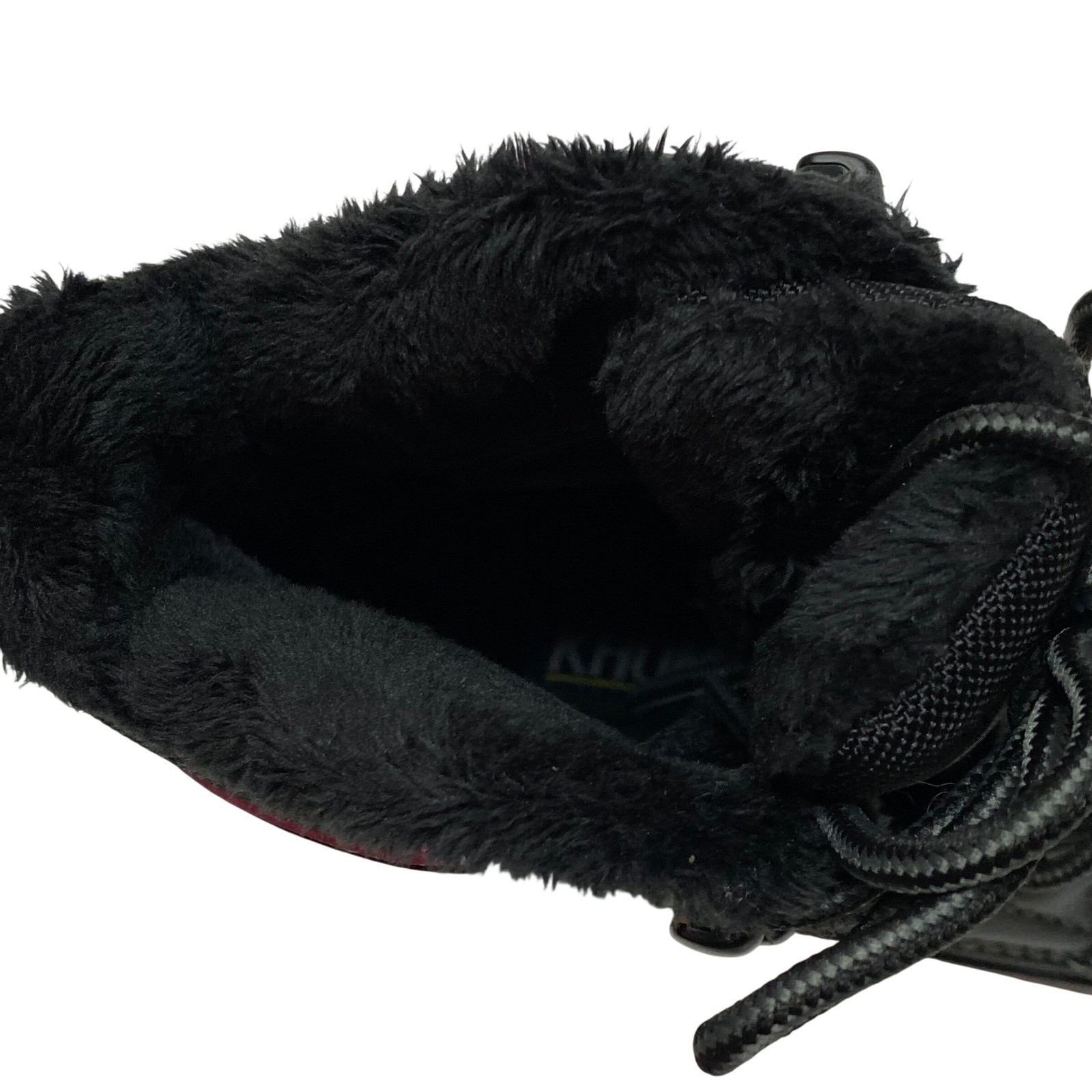 Khombu Womens Black Faux Fur Lined Winter Snow Boot Pink Accents Lace Up 7 NWT