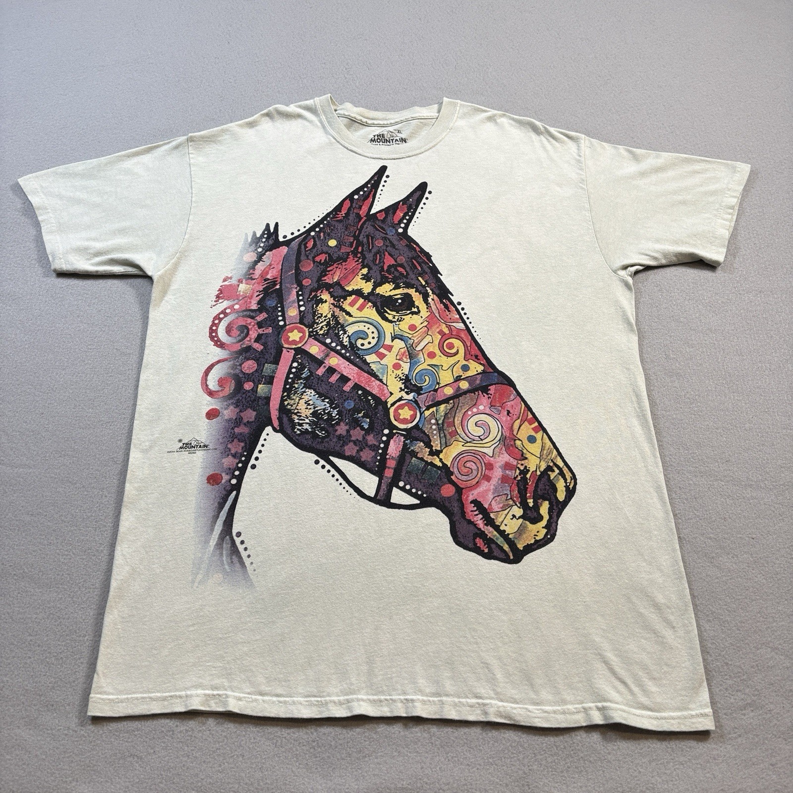 y2k The Mountain Horse T Shirt Mens XL Light Tie Dye Colorful Center Graphic