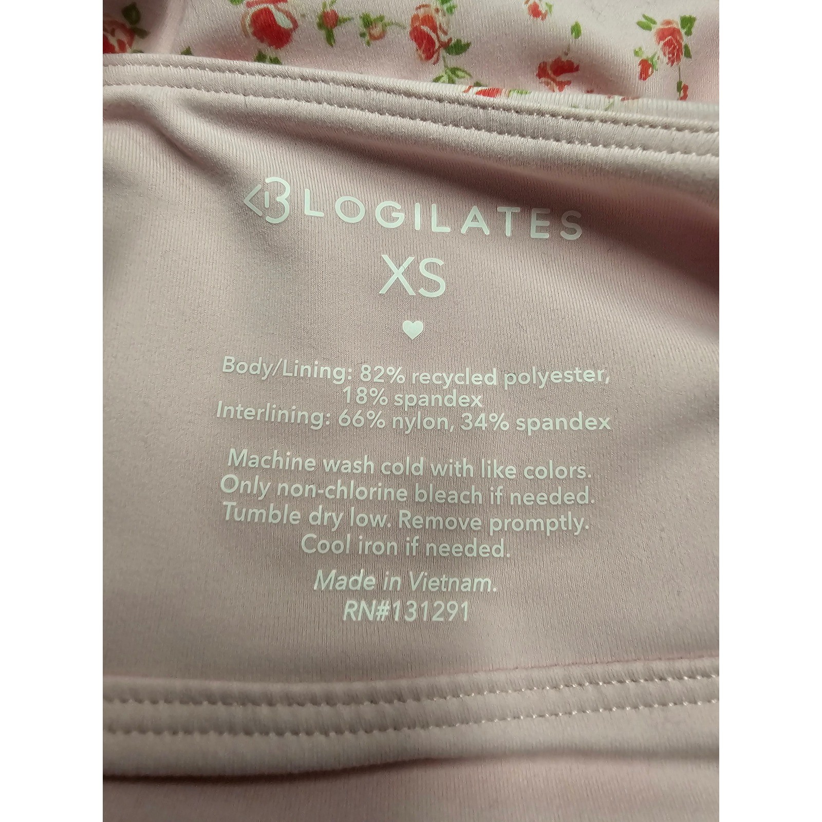 Blogilates Ruffle Lace Up Tank Pink Floral Print Activewear Top XS 214202055