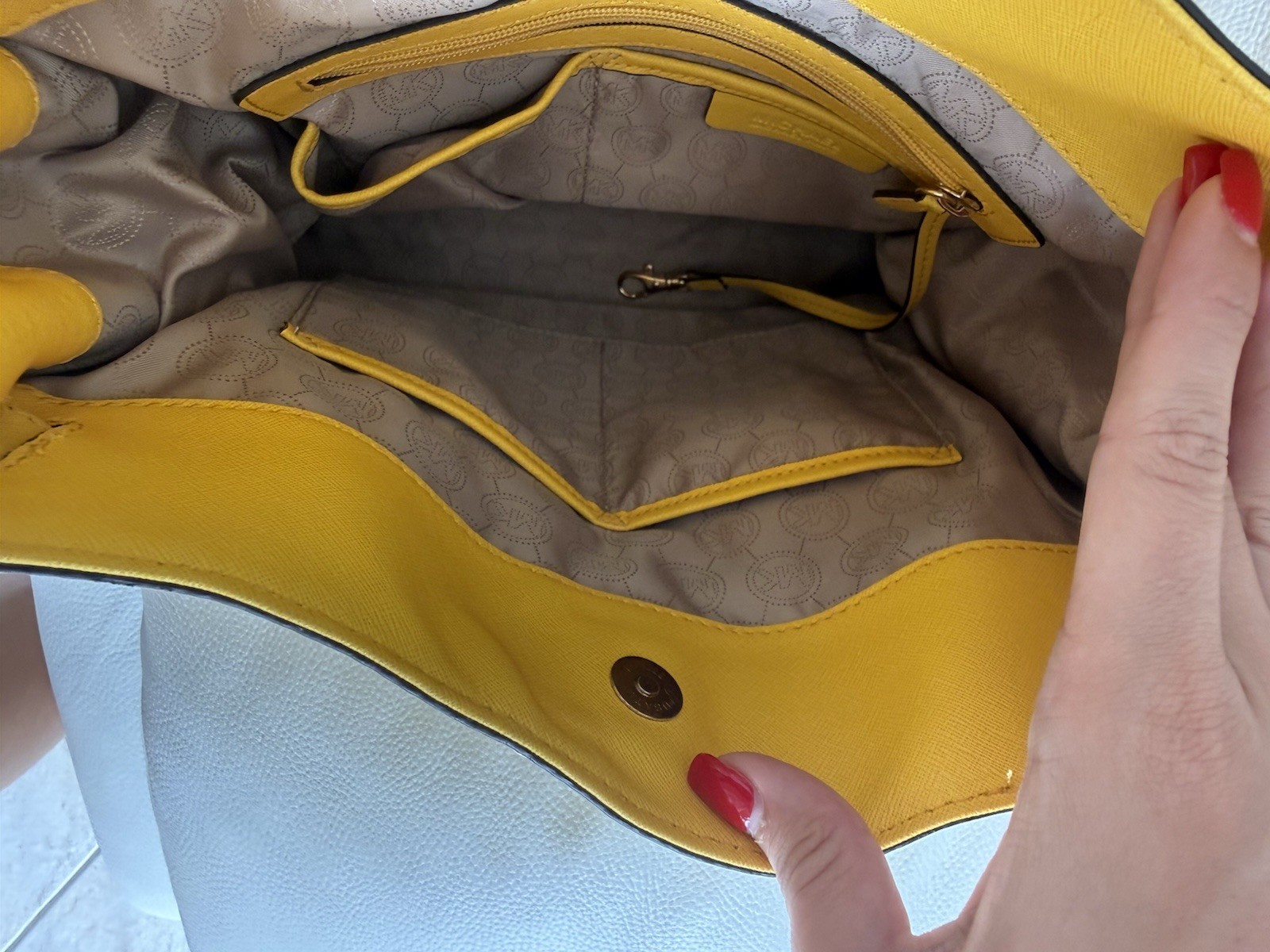 Michael Kors Yellow Studded Satchel Top Handle Bag w/ Lock
