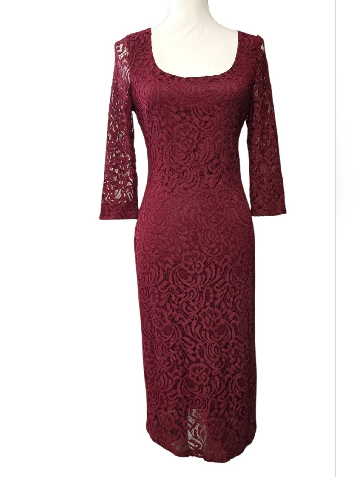 eva mendes for New York & Company Burgundy Lace Midi Dress