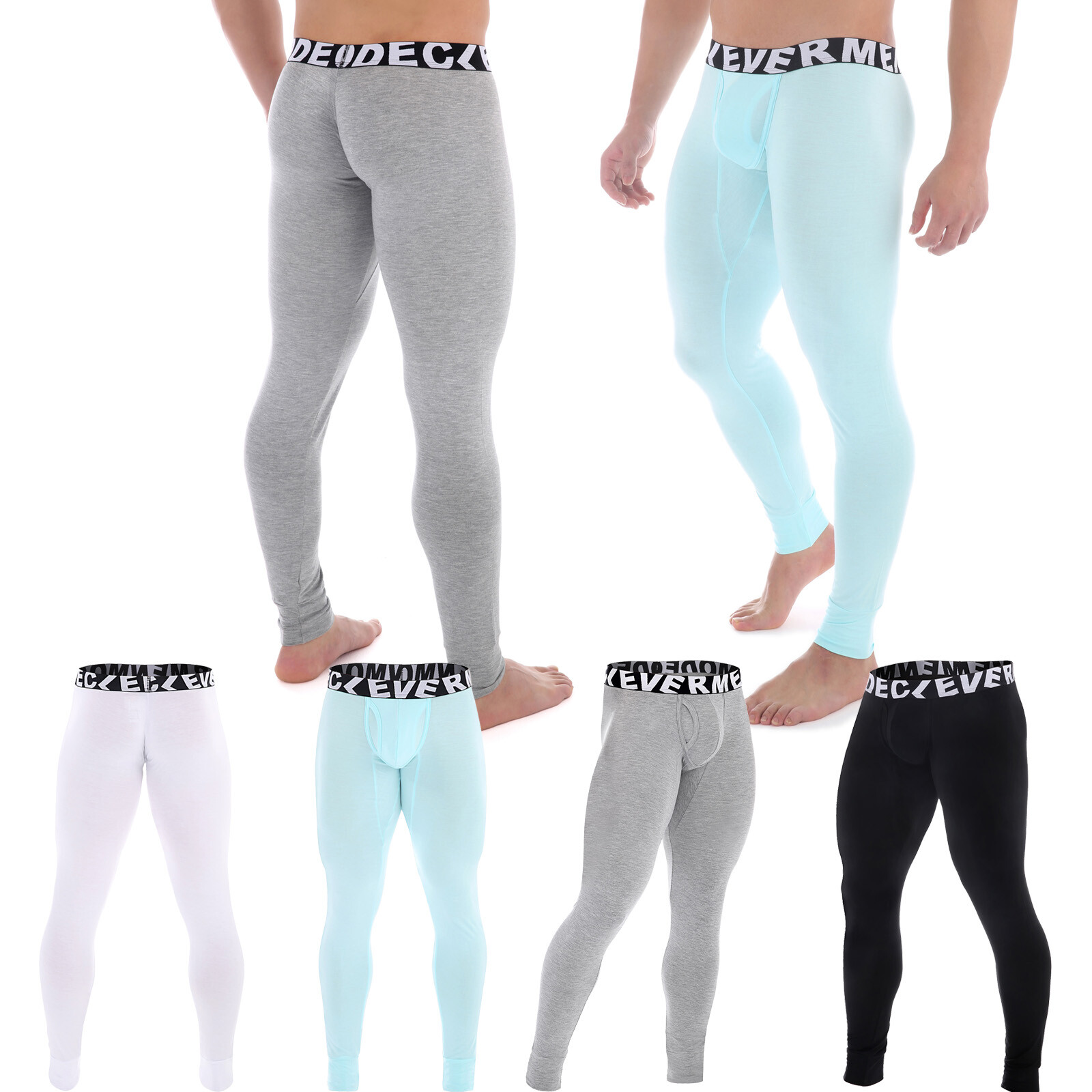 Men Long Johns Thermal Underwear Leggings Open Crotch Pants Pajamas Modal