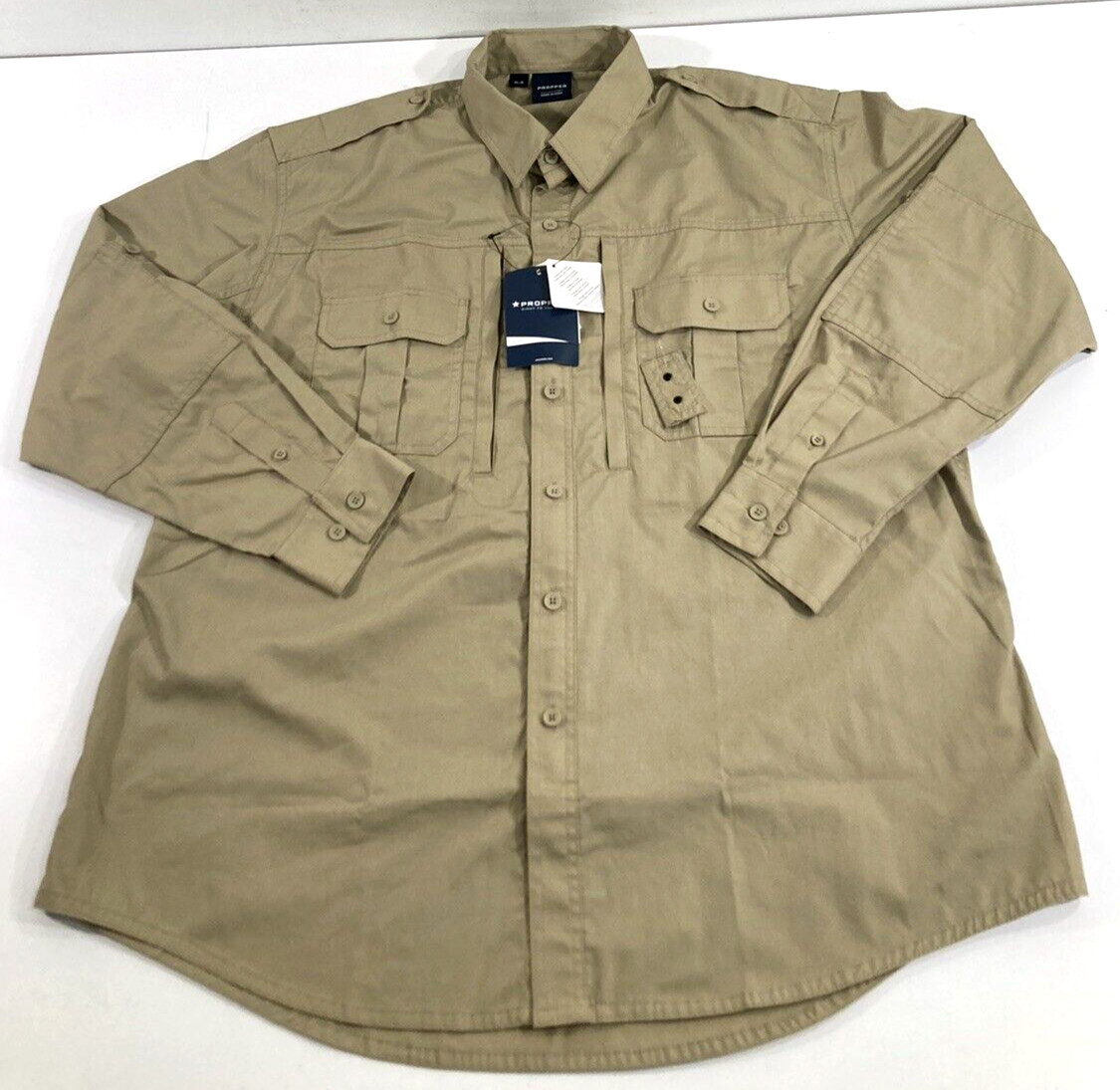 NEW XL REG PROPPER MENS F5312 TACTICAL LIGHTWEIGHT LONG SLEEVE SHIRT KHAKI