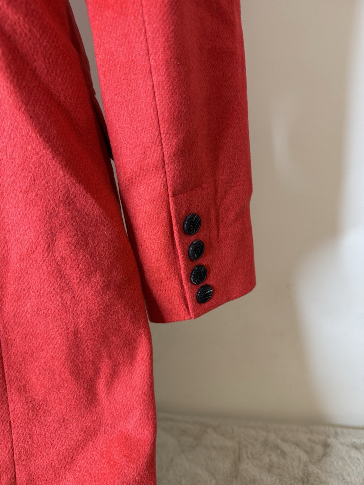 Avec Les Filles Red Double-Breasted Long Trench Coat, Size XS