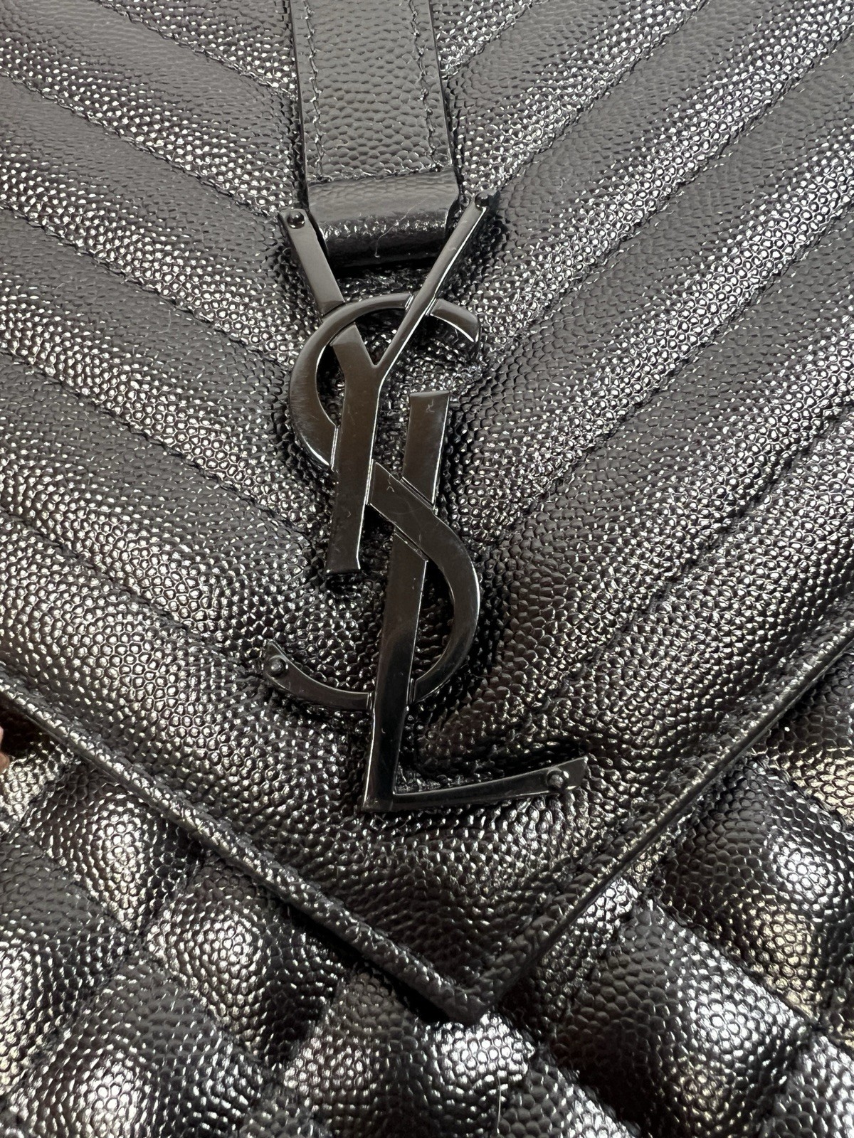 YSL Yves Saint Laurent Mix Matelasse Envelope Shoulder Bag Handbag Purse