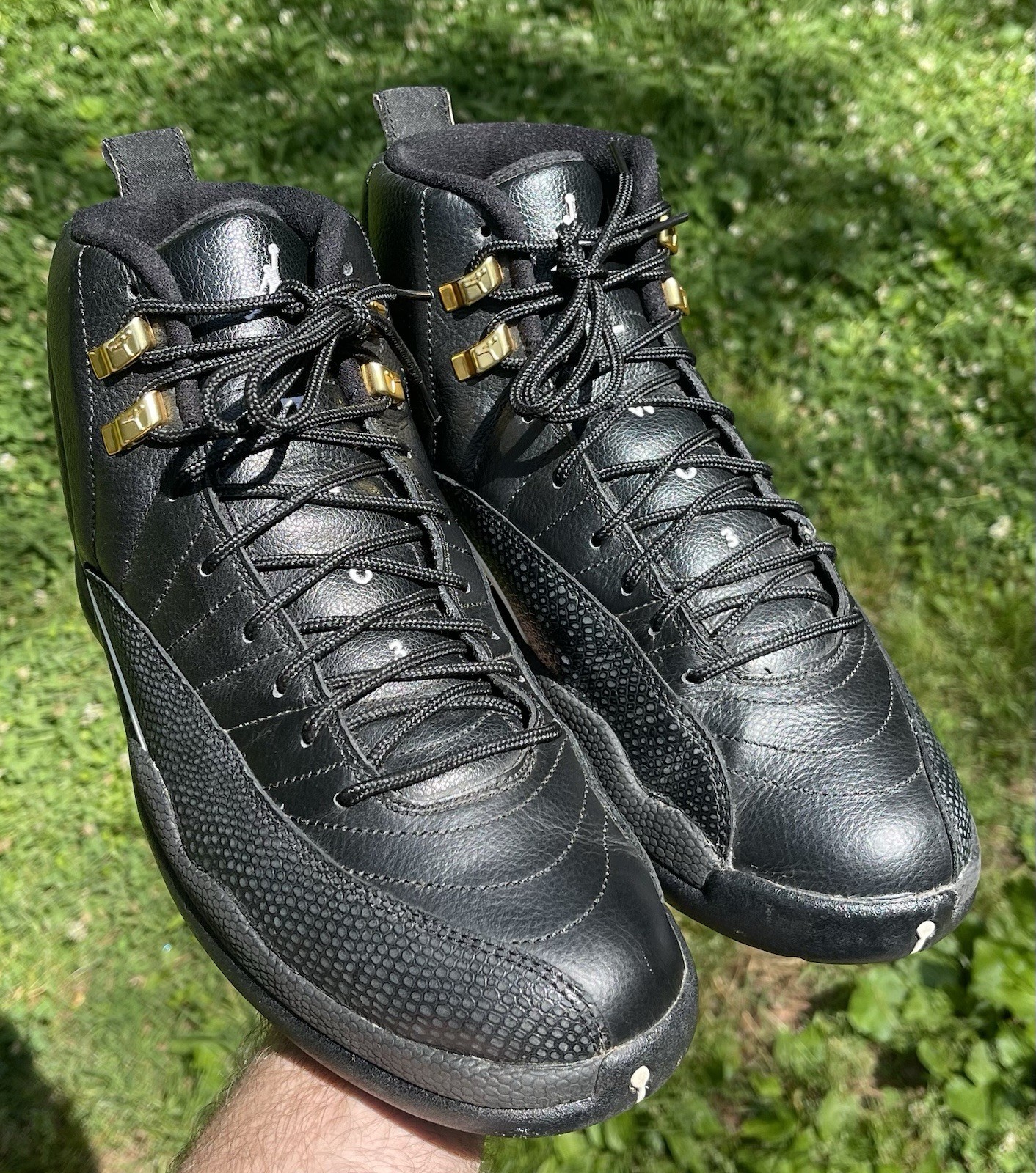 Size 10 – Air Jordan 12 Retro The Master Playoff Taxi Alternate Black White Gold