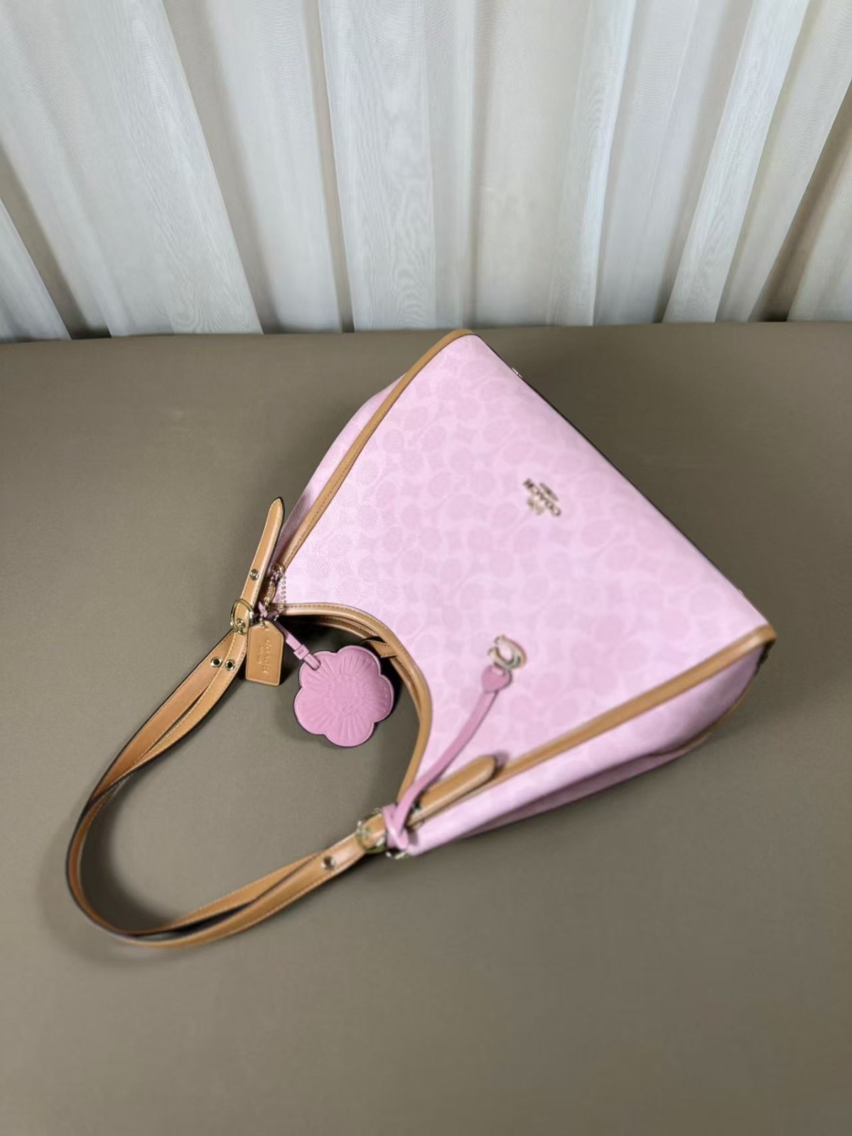 NWT Coach CEL13 Erin Shoulder Bag In Signature Canvas With Charms Powder Pink