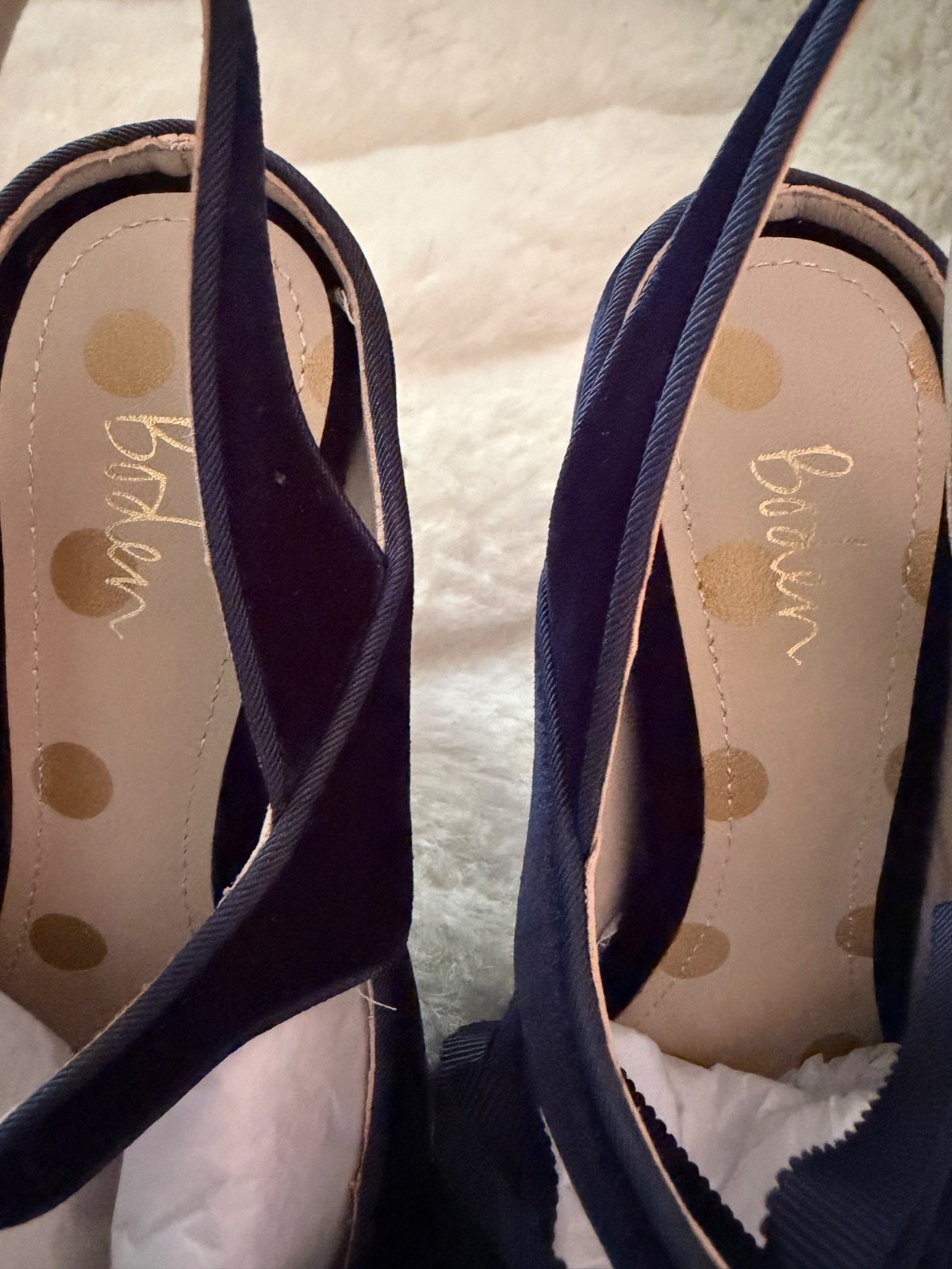 BODEN SIZE 38EU 7/7.5 Black Suede Covered Heel Slingback Stiletto Front Tie Bow