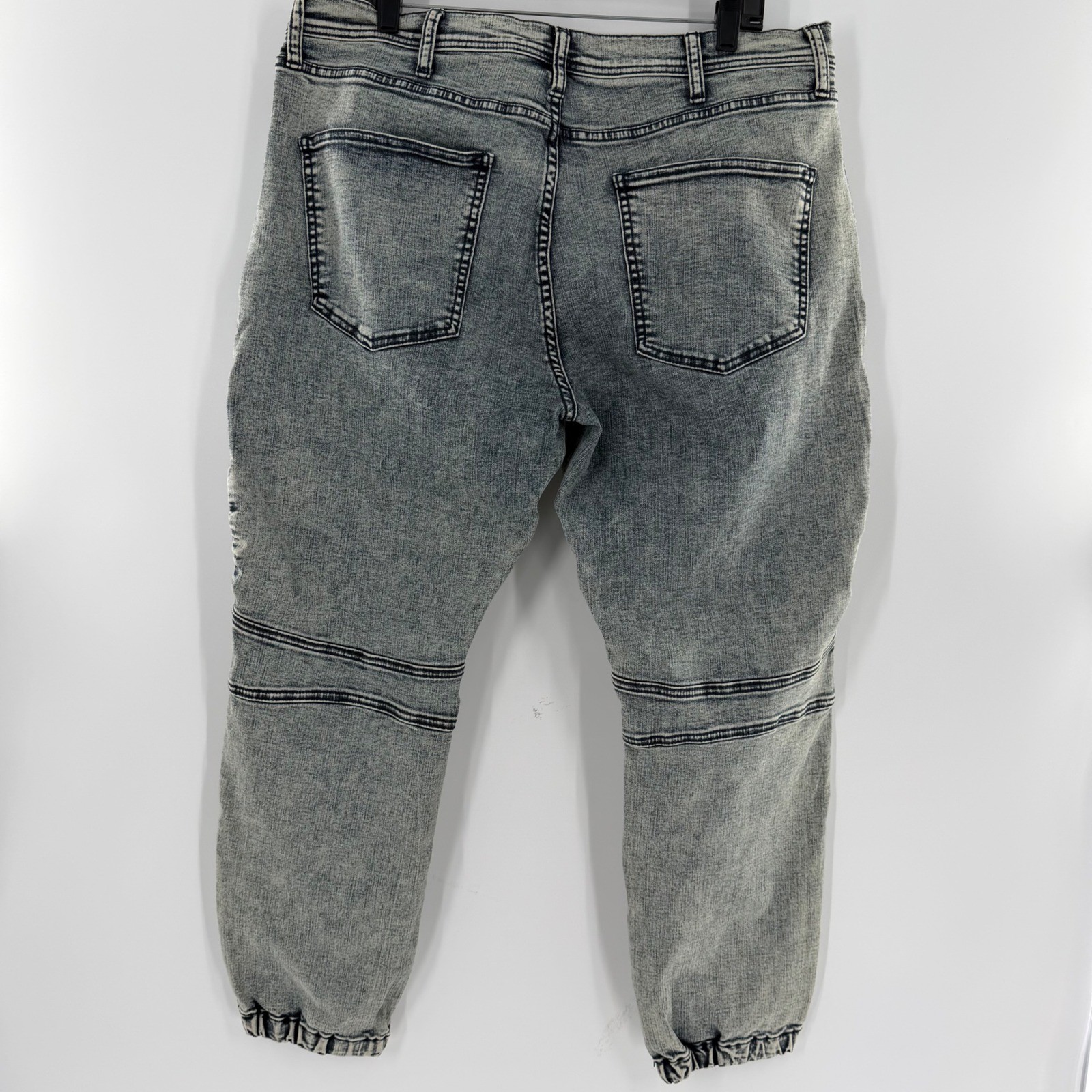 Arizona Jean Co Mens 38 Skinny Jogger 360 Ultra Flex Moto Acid Wash Grey Jeans
