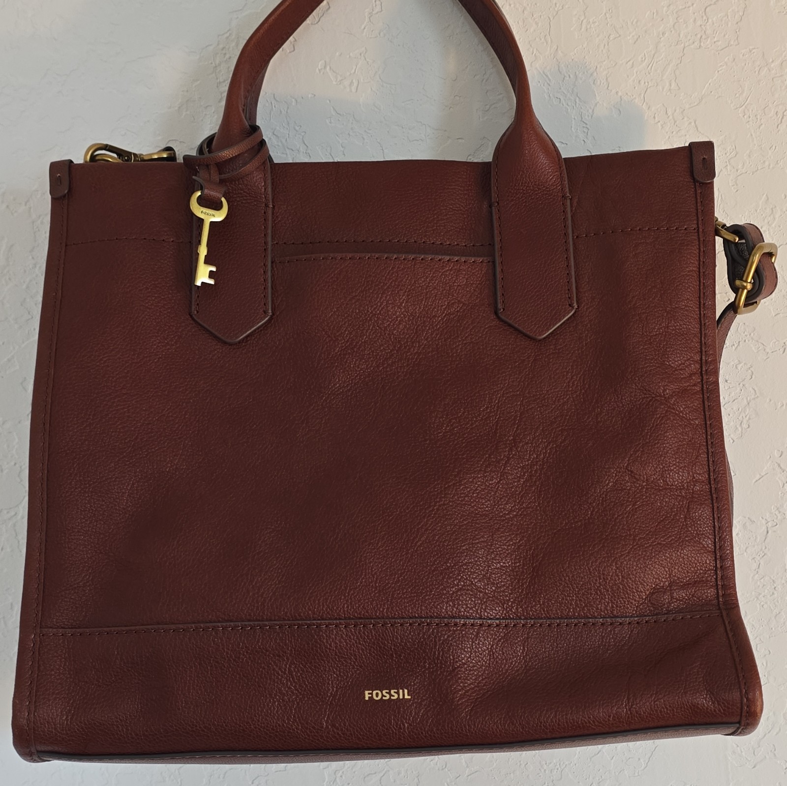 Fossil Brown Satchel Top Handle Bag w/ Detachable Strap