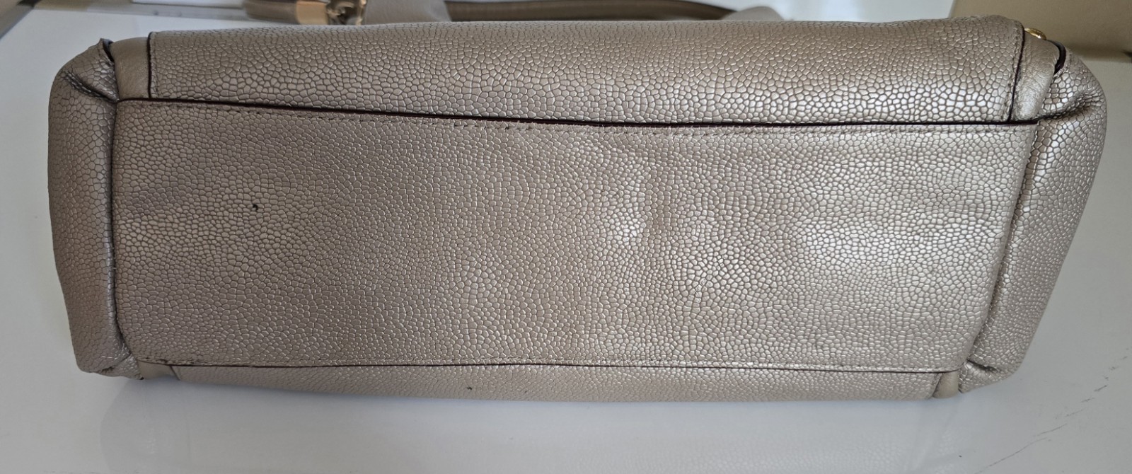 Coach Phoebe Champagne Metallic Pebbled Leather Hobo Shoulder Bag Studded