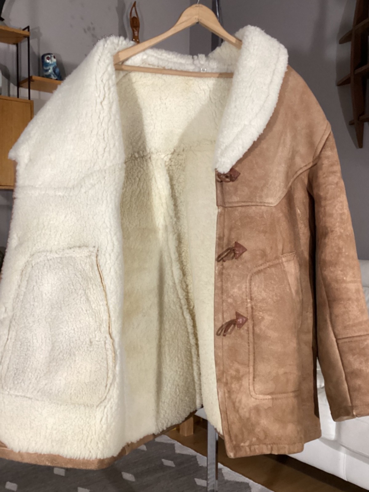 Vintage Men’s Heavy Sheepskin / Leather Western Rancher Plainsman’s COAT sz XL