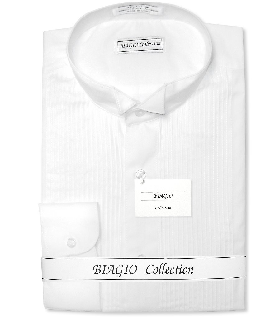 Biagio Mens 100% COTTON Solid White Color TUXEDO Dress Shirt sz 15.5 34/35