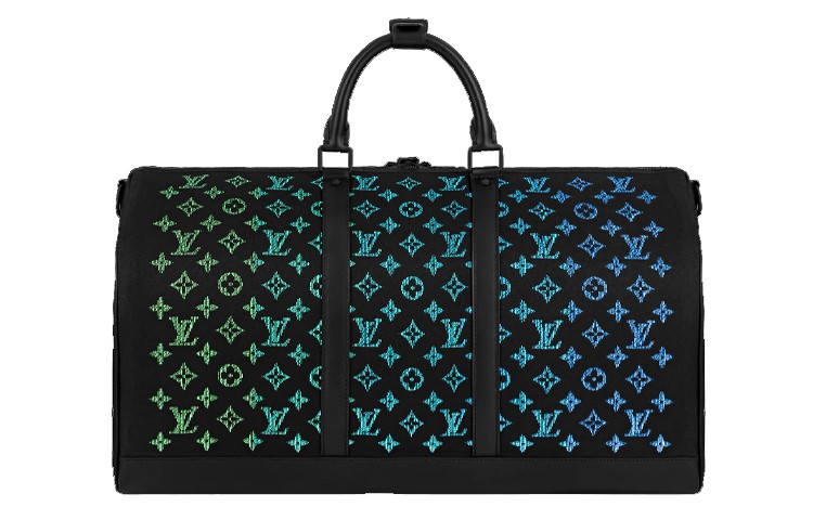 LOUIS VUITTON Keepall Led Monogram 50 Black 19.7 x 9.1 x 11.4 in