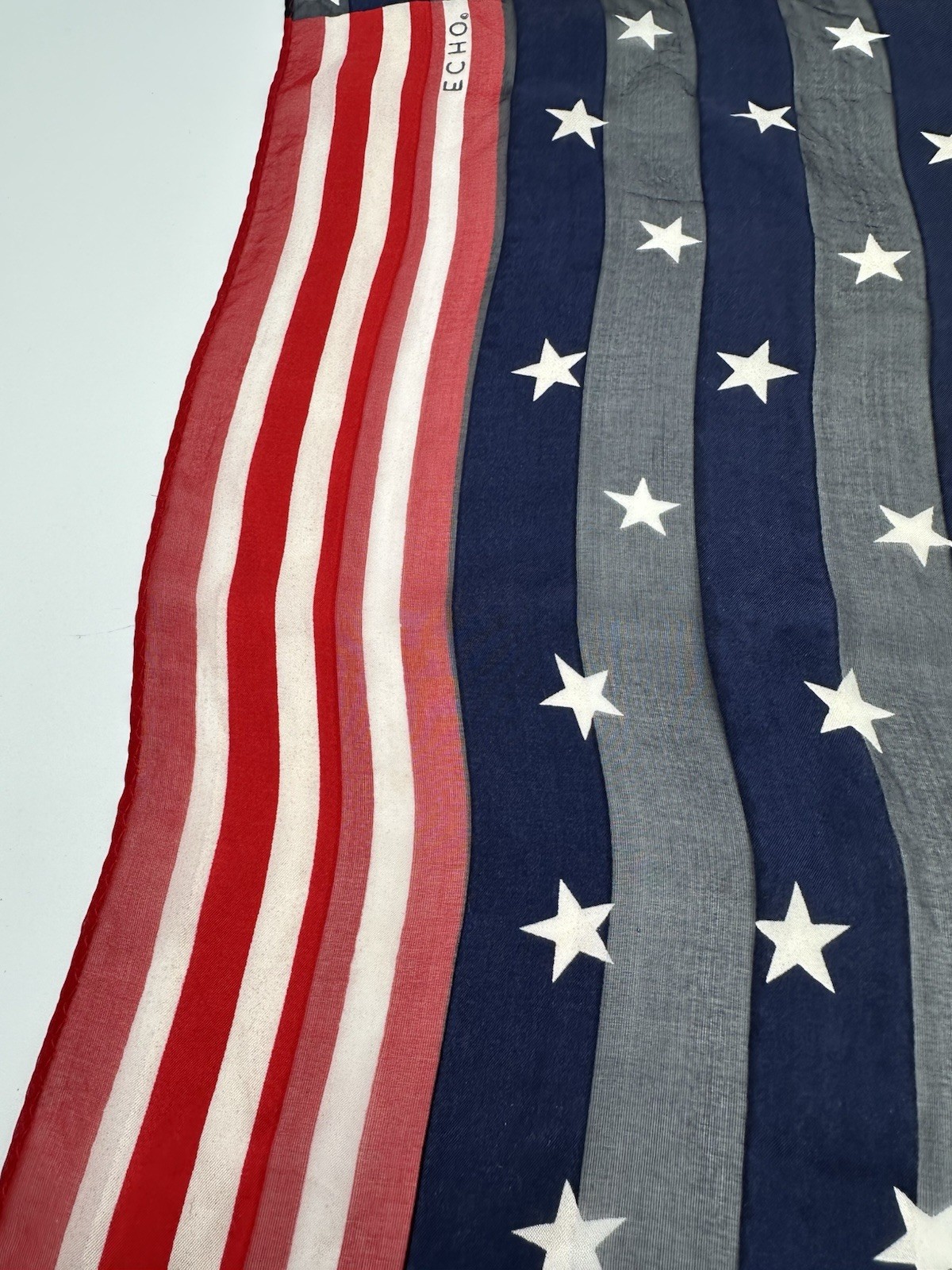 Vintage ECHO Scarf Stars & Stripes 21” x 22” Square