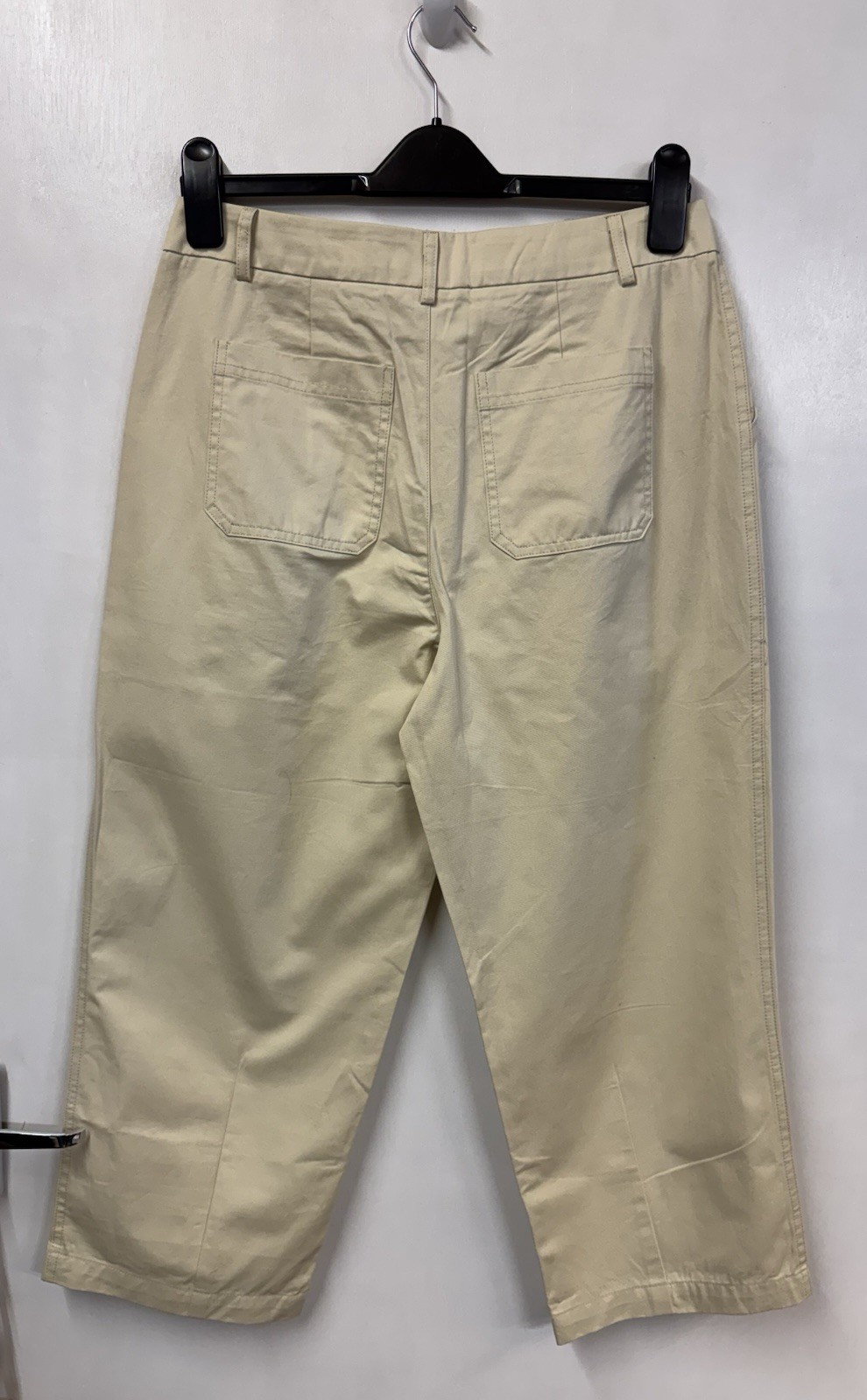 Dorothy Perkins Beige Crop Barrel Leg Chino Trousers Size 12 P BNWT