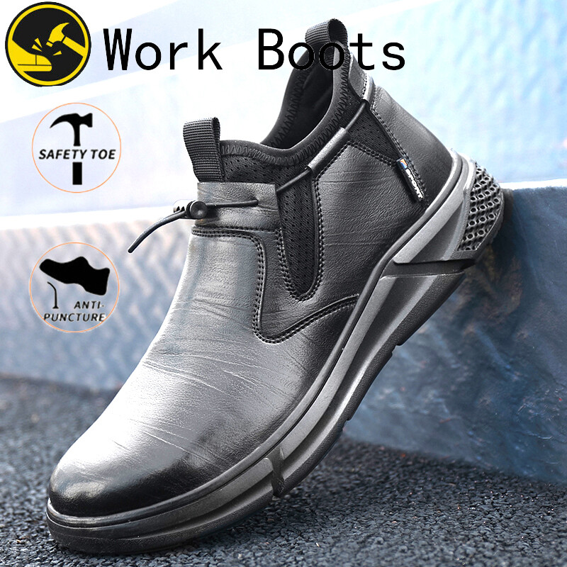 Waterproof Mens Leather Shoes Safety Shoes Steel Toe Work Boots Non Slip Boots