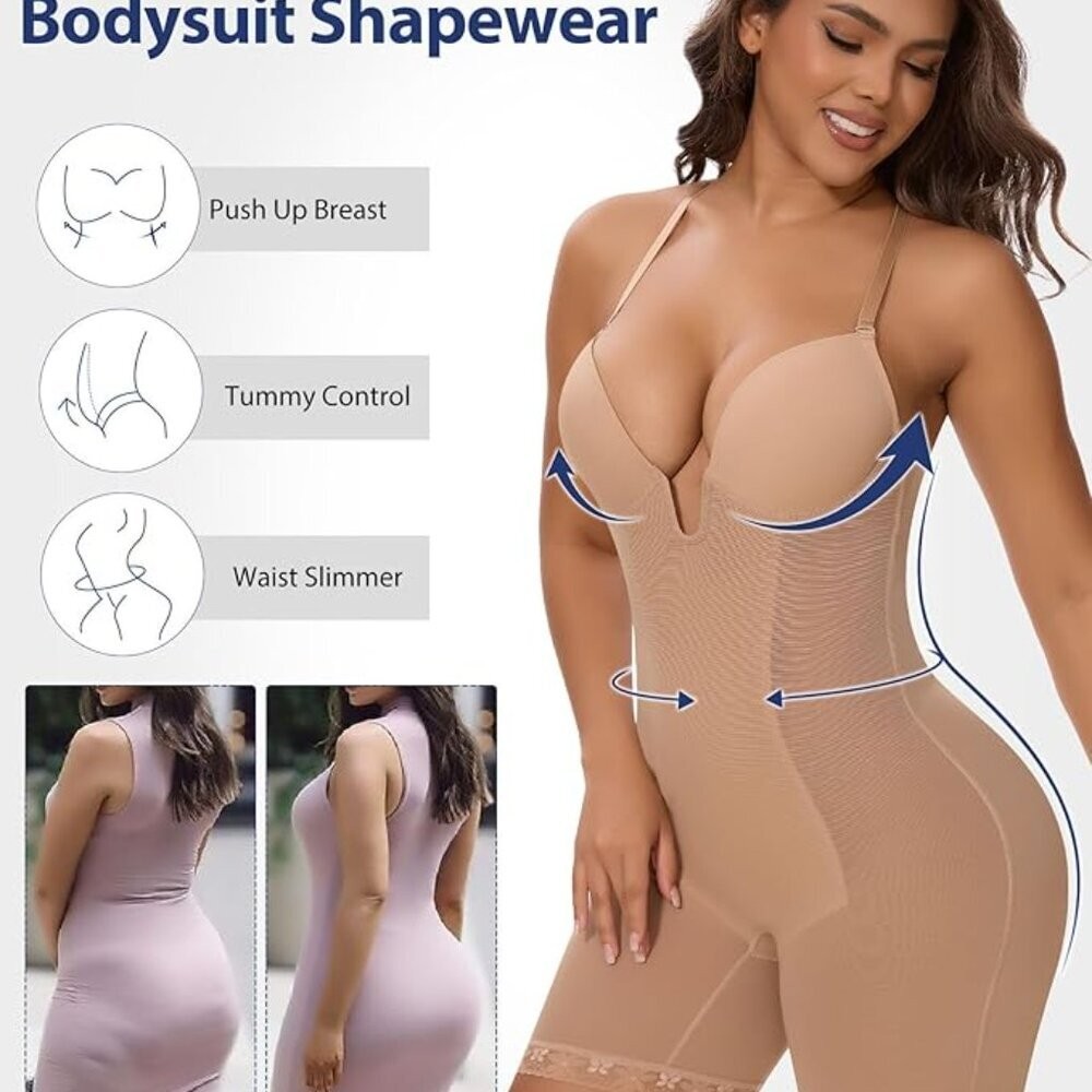 SHAPERIN Backless Shapewear Strapless Bodysuit Bra Fajas