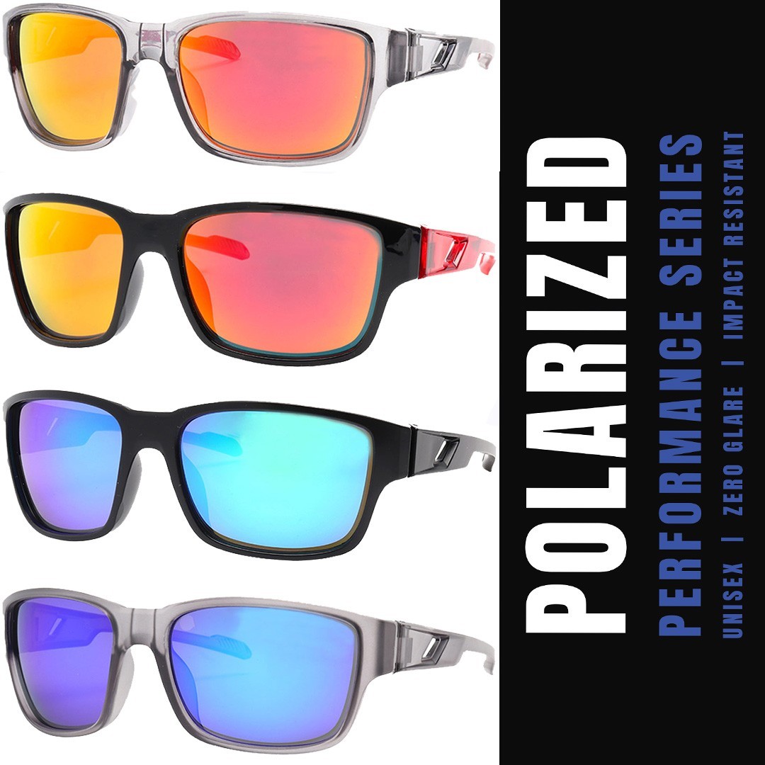Polarized Sunglasses Mens 4 Pack Square Frame Color Mirror Frames Glasses New