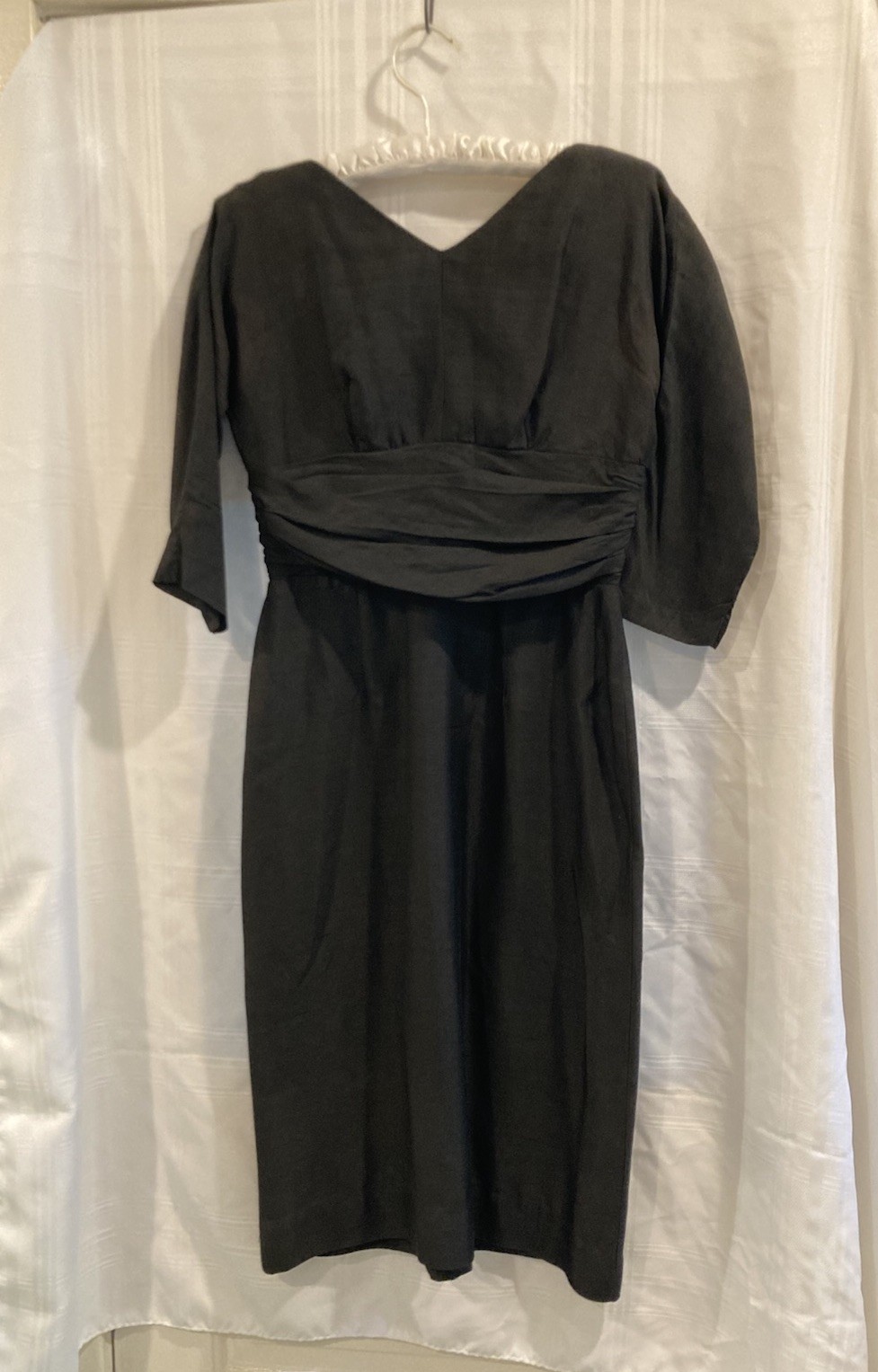 Lilli Diamond Of California 1950’s Black Dress. 3/4 Sleeve 28” Waist Vintage