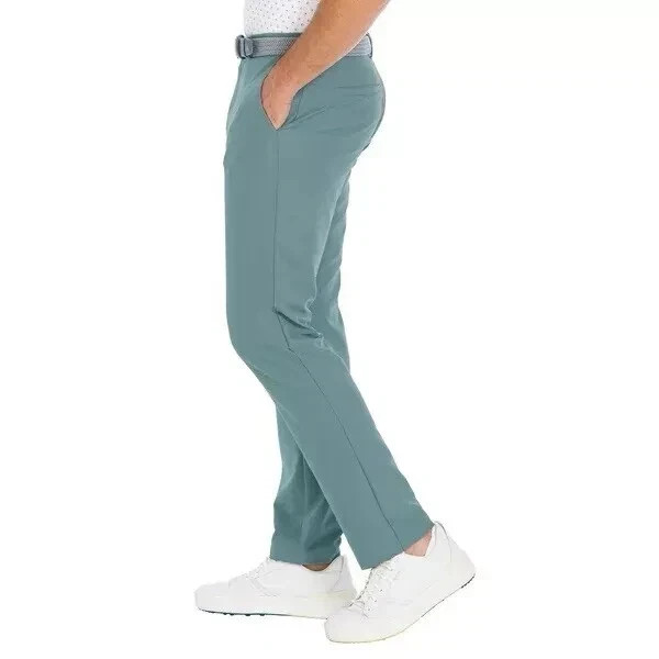 Greg Norman Men’s Performance Flex Waistband Snap Button Pants, Green, 30×30
