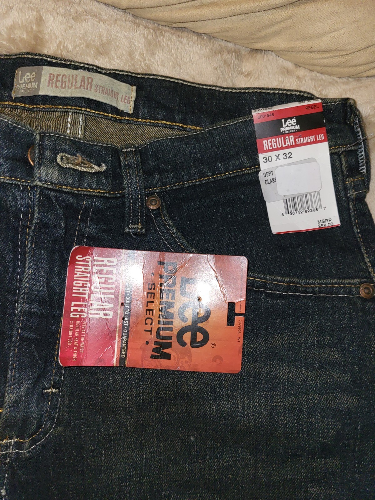 Lee Premium Select Jeans Mens 30×32 New With Tags Regular Straight Dark Wash