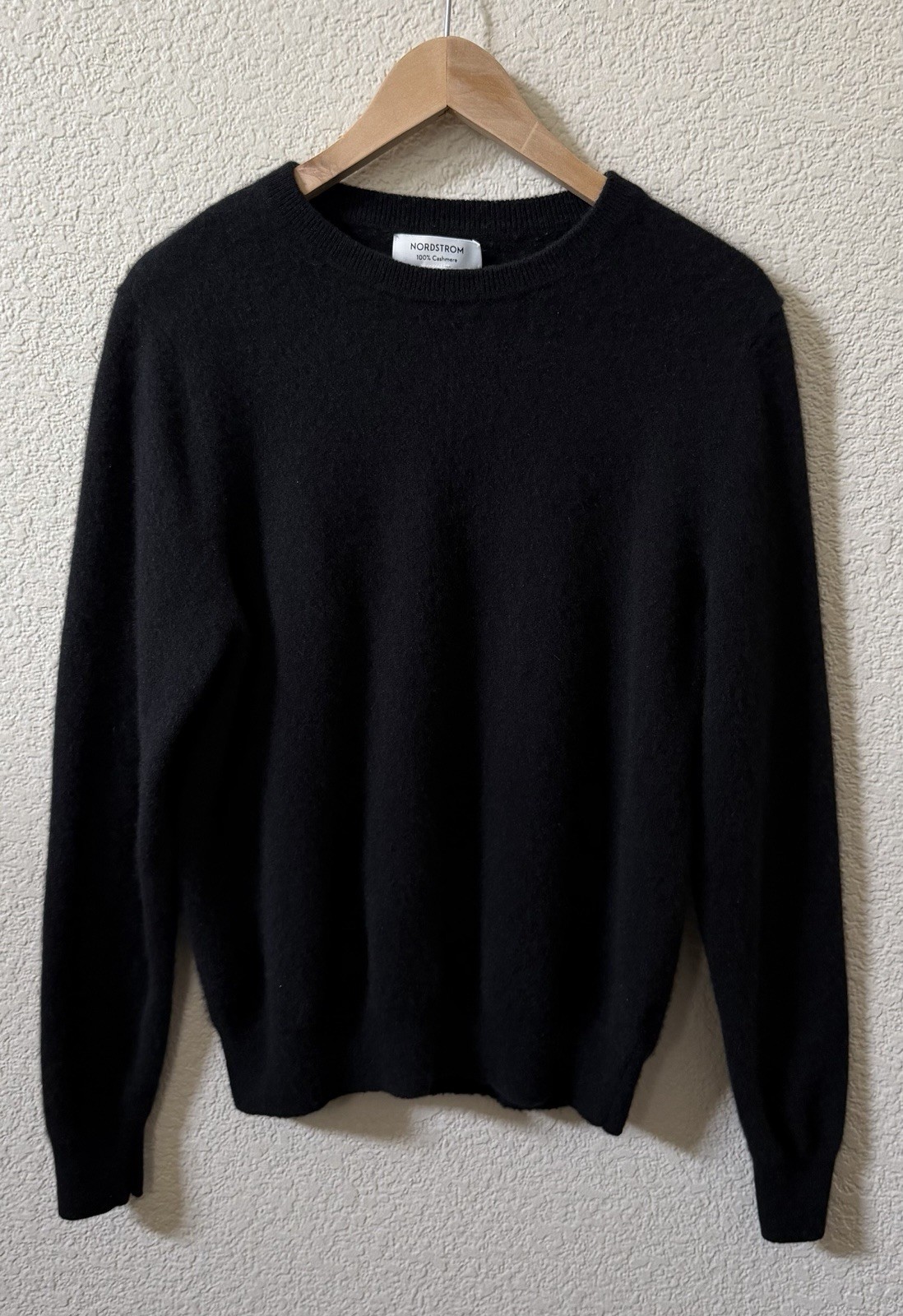 Nordstrom Women’s Size Large Black 100% Cashmere Crewneck Sweater