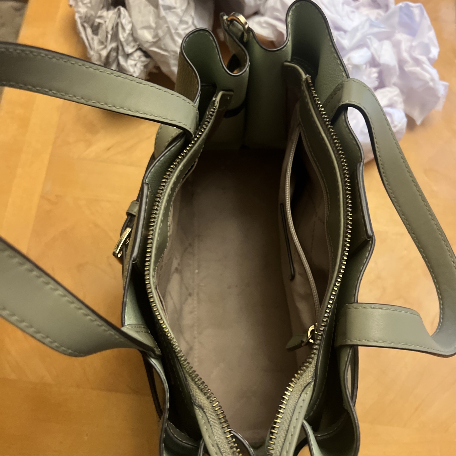 Michael Kors Emilia Small Pebbled Leather Satchel, Light Sage (green)
