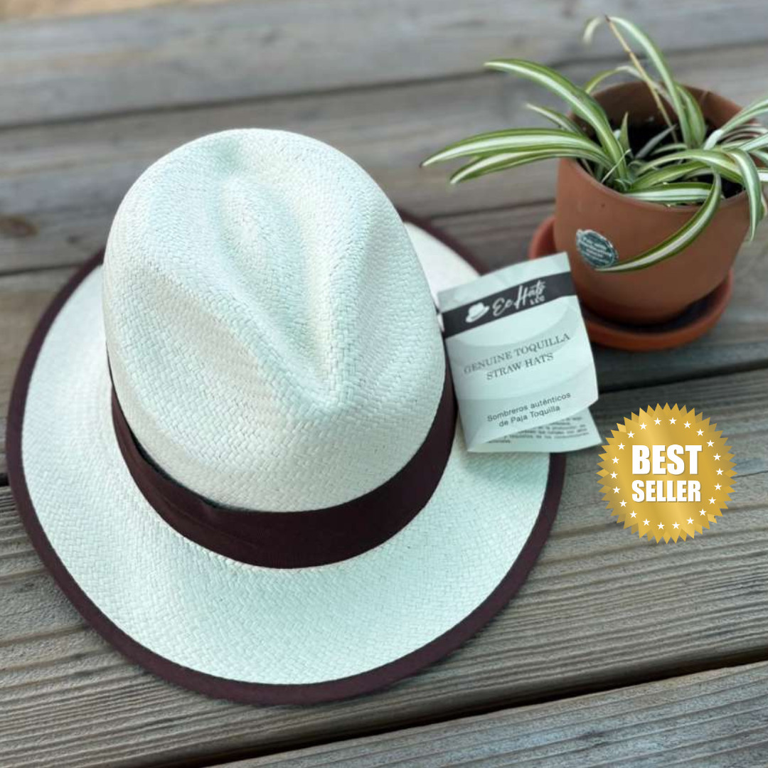 Sombrero “Panama hat” Ecuador 100% paja toquilla, hecho a mano, tipo fedora.