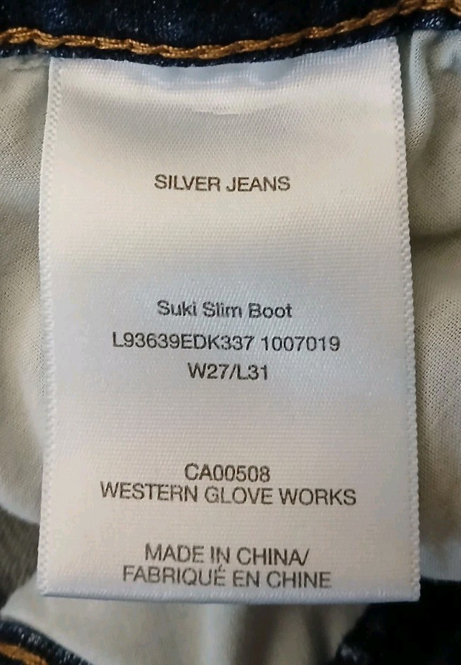 Silver Jeans 27 Suki Slim Boot Cut Button Fly Dark Wash Blue Denim Stretch