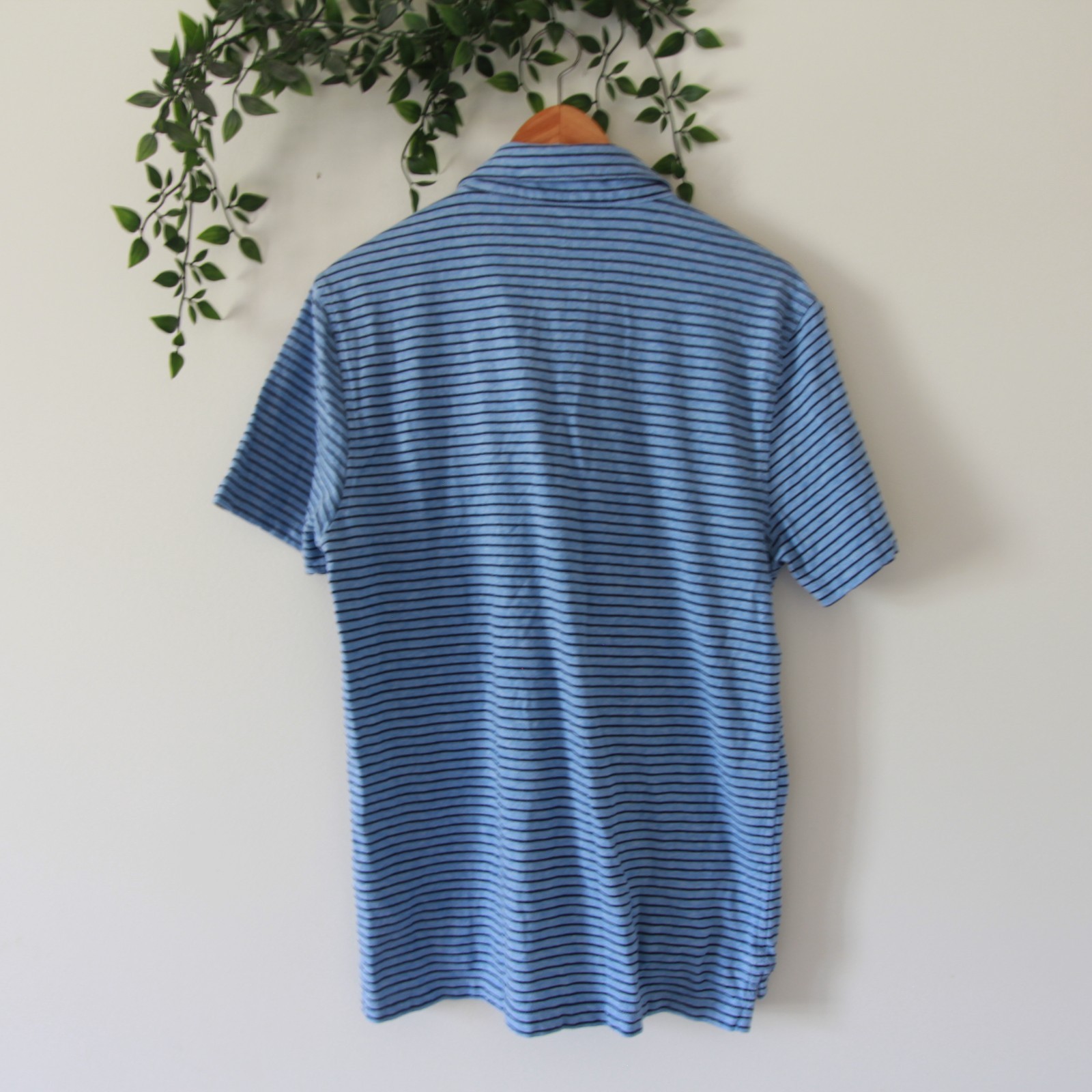 J.Crew Men’s Slub Cotton Blue Striped Cotton Polo Shirt Size Medium