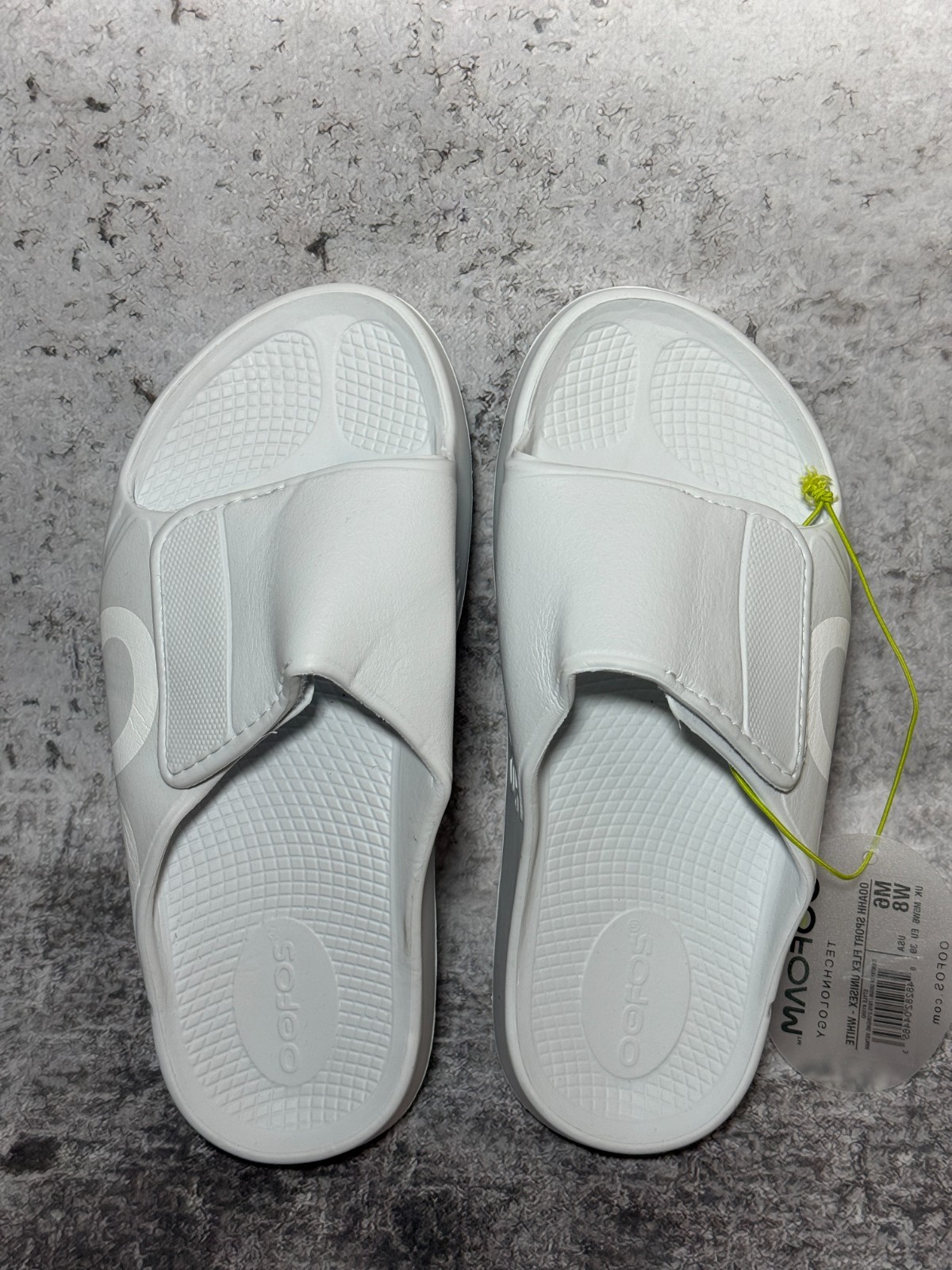 OOFOS OOahh Sport Flex Slide White Unisex size US M6 W8 EU 39
