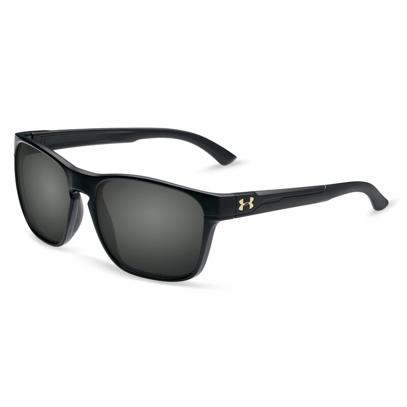 Under Armour R1736 Mens Stealth Black Gray Polarized Glimpse Sunglasses 55 mm
