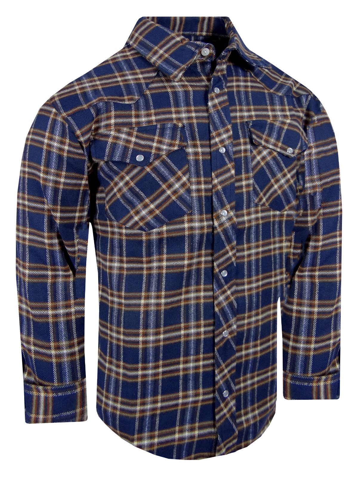 Workwear Thick Flannel Plaid Shirt Mens Rugged Brawny Snap Flap Pockets Western