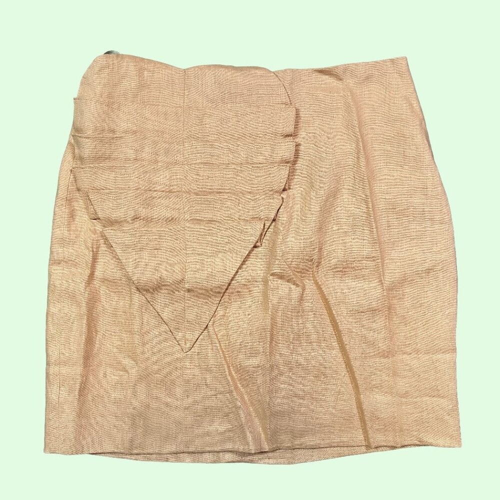 Farm Rio 100% Linen Beige Tan Palm Leaf Mini Skirt Women’s Size Small